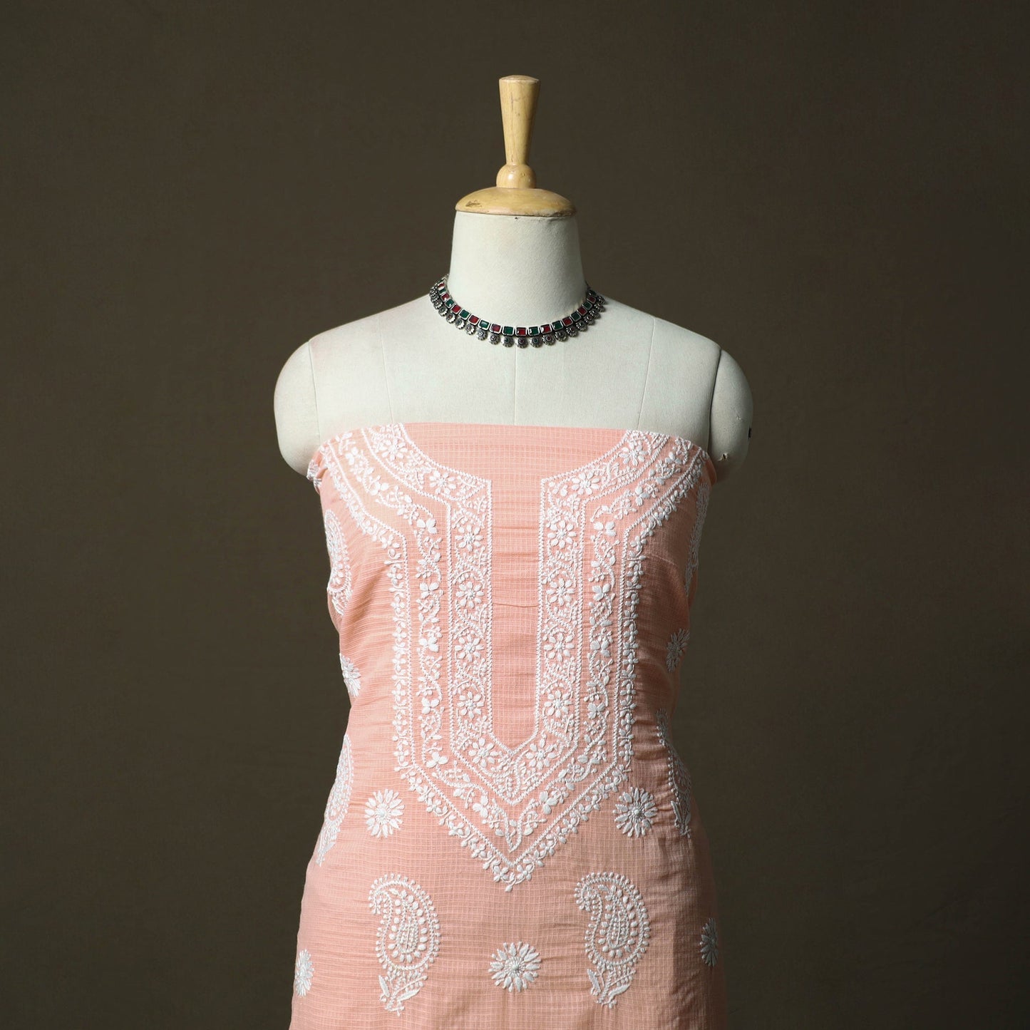 Lucknowi hand embroidered kota doria cotton chikankari 2pc