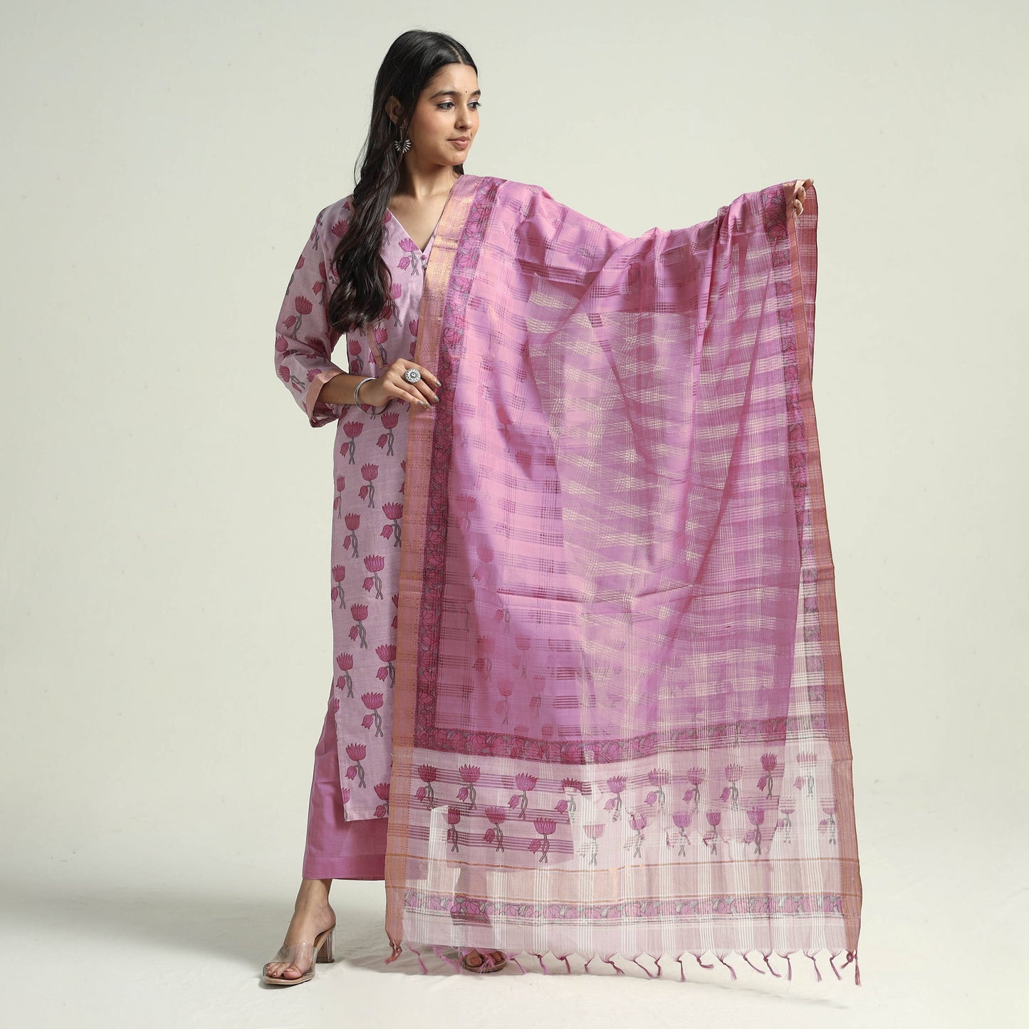 Mangalagiri Kurta with Palazzo & Dupatta Set