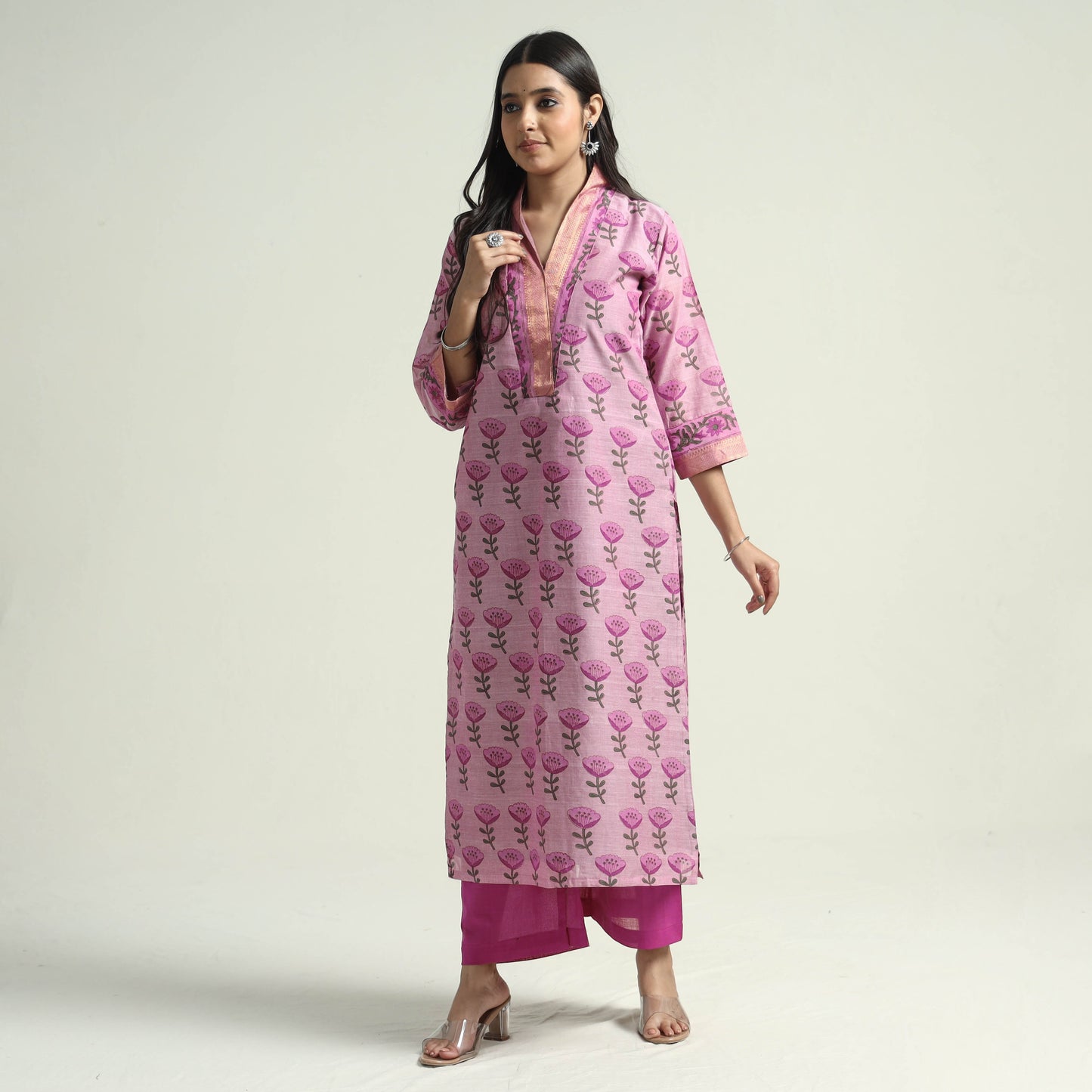 Mangalagiri Kurta with Palazzo & Dupatta Set