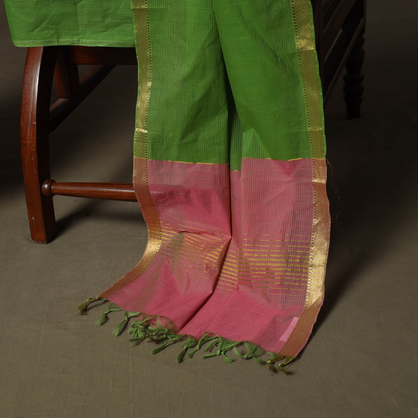 Mangalagiri cotton 3pc unstitched dress material with zari