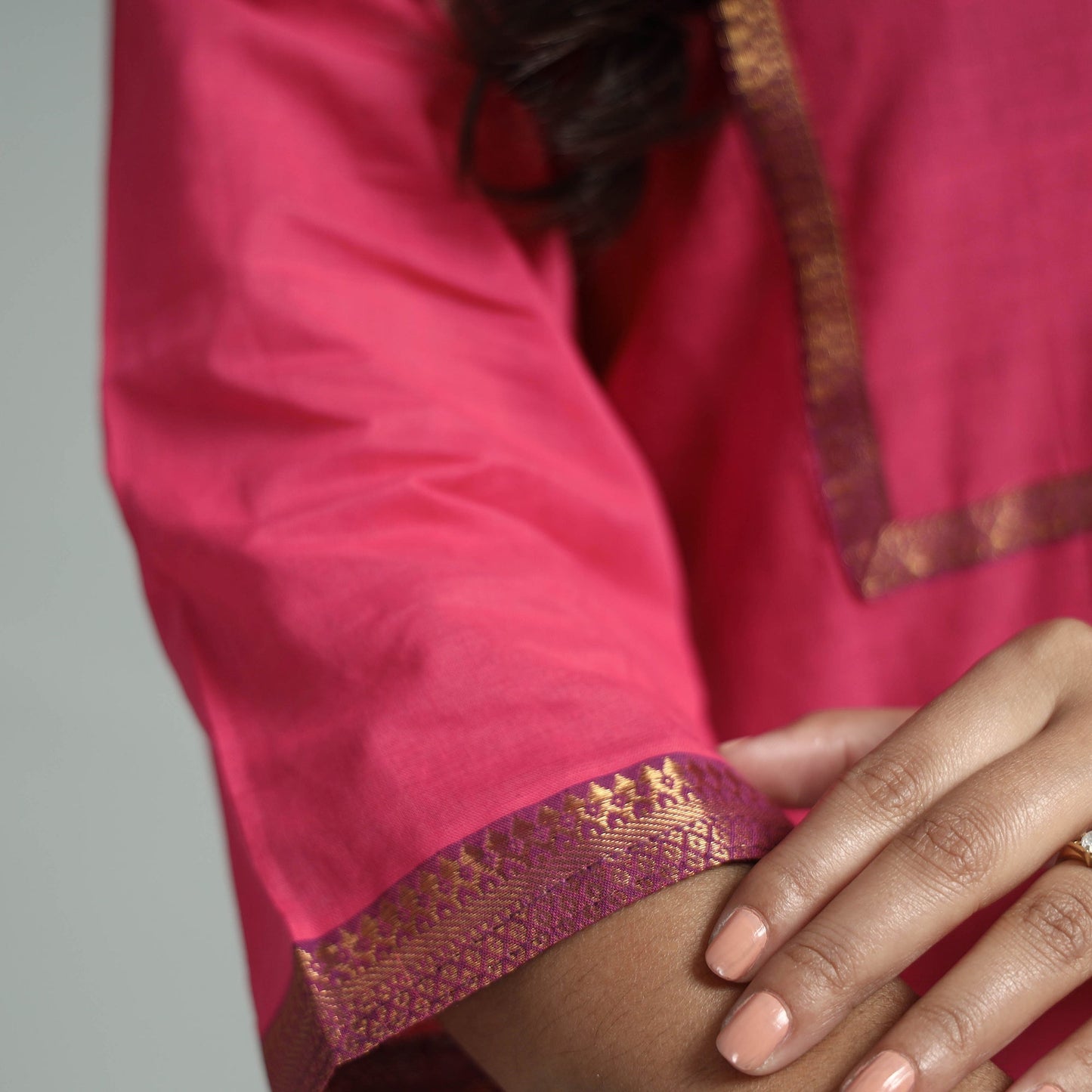 Mangalagiri Handloom Cotton Kurta with Palazzo & Dupatta Set