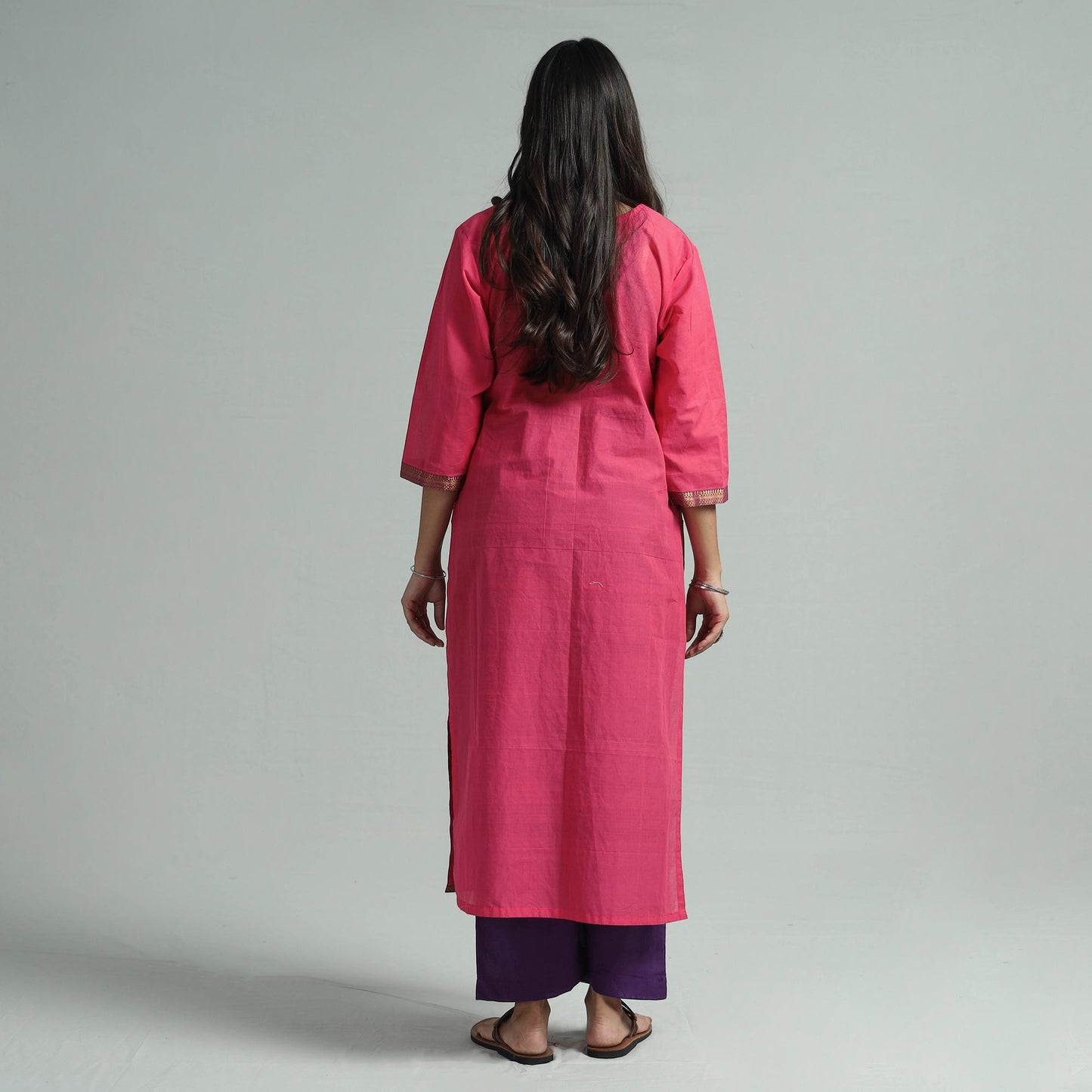 Mangalagiri Handloom Cotton Kurta with Palazzo & Dupatta Set