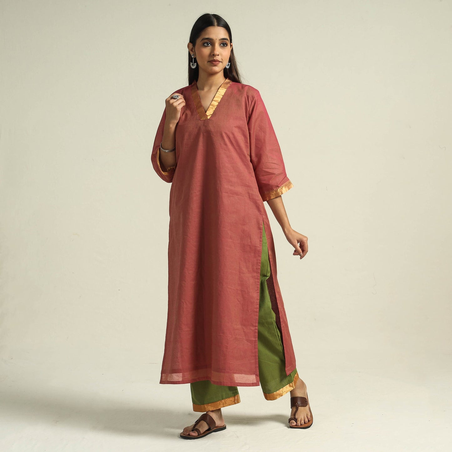 Mangalagiri Kurta with Palazzo & Dupatta Set