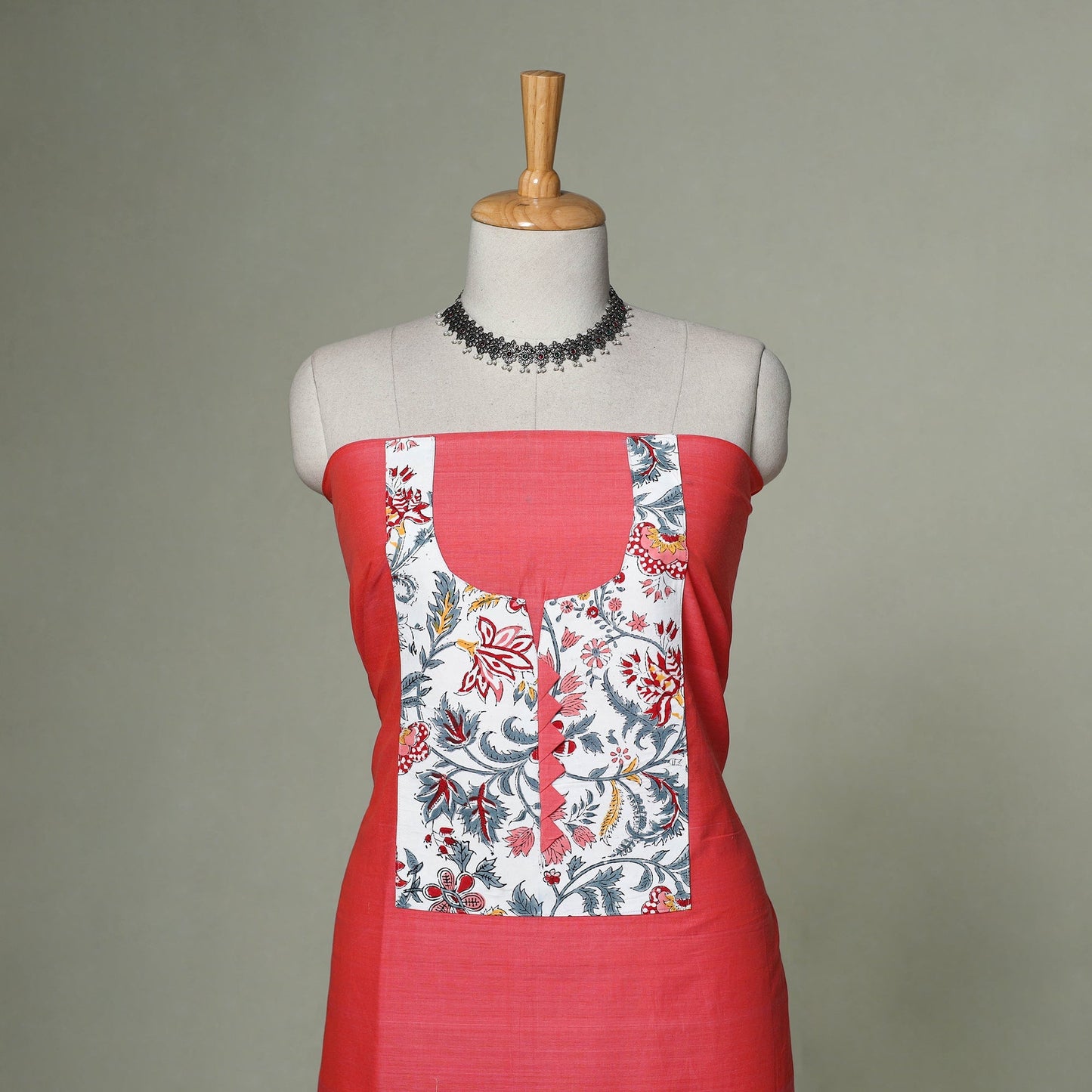 Mangalagiri handloom cotton patchwork unstitched kurta