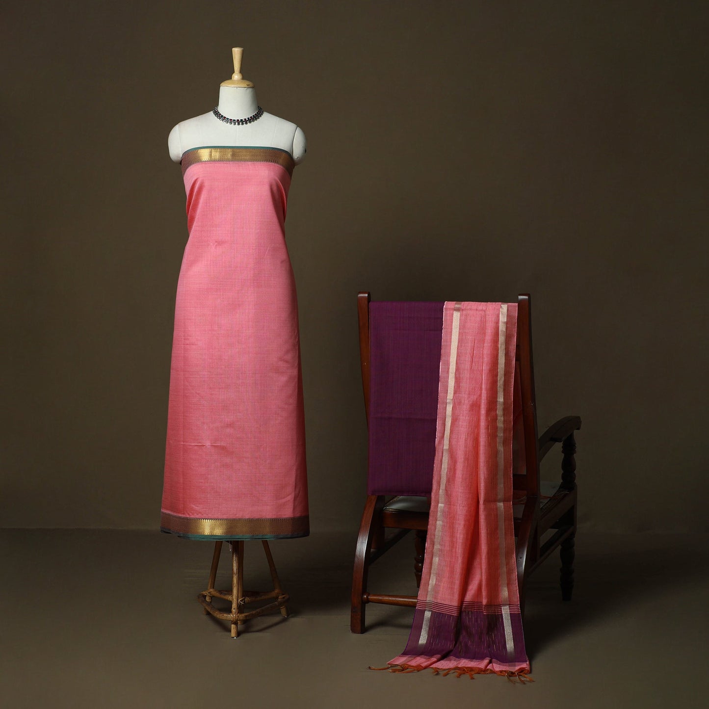Mangalagiri silk cotton 3pc unstitched dress material
