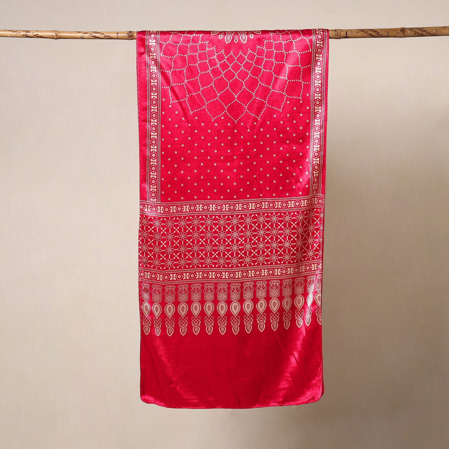 Pink - mashru silk printed stole 28 - handcrafted