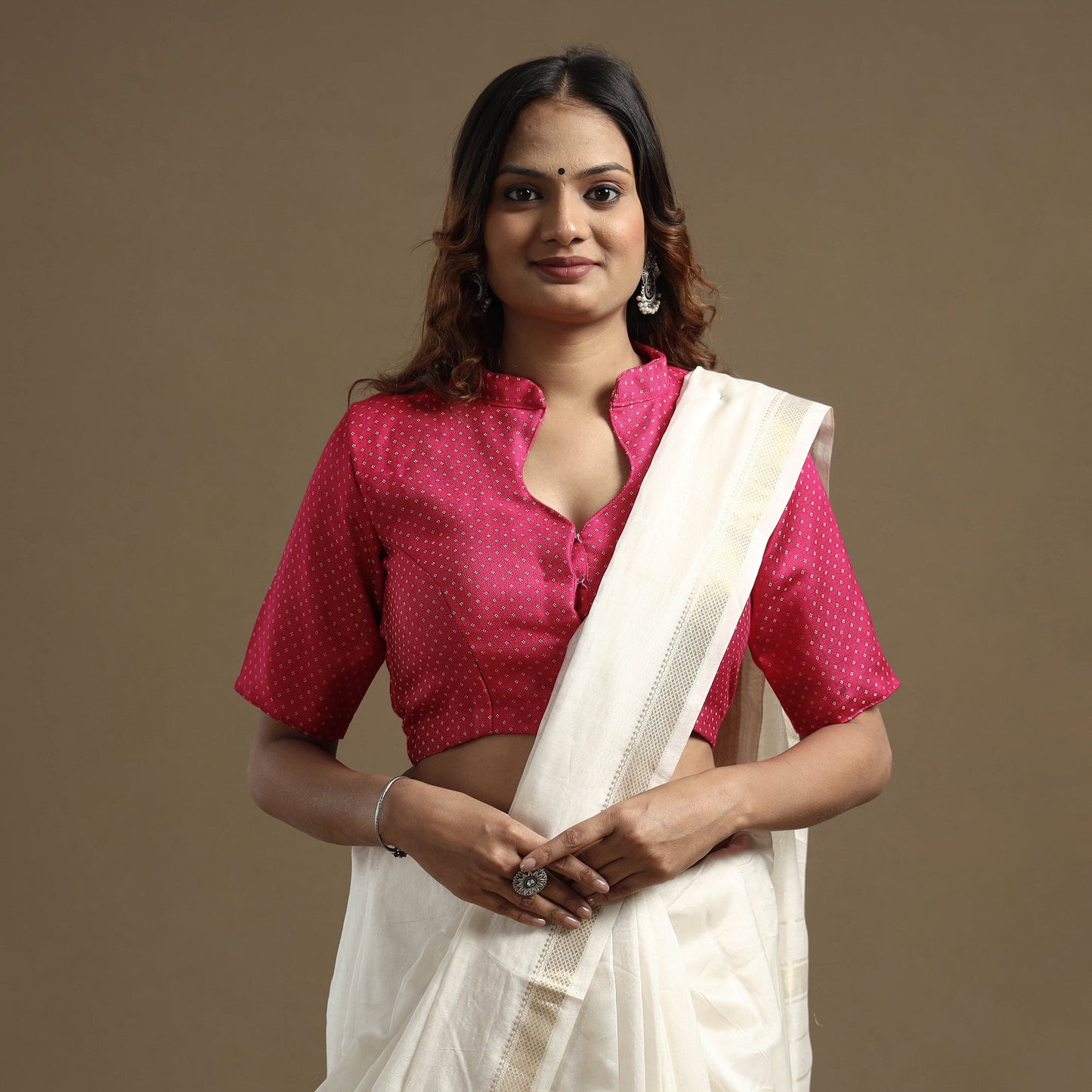 Buy Mashru Weave Pure Handloom Silk Stitched Blouse Online at iTokri.com