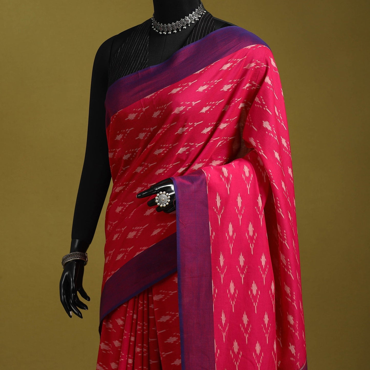 Mercerised cotton handloom pochampally ikat saree 14