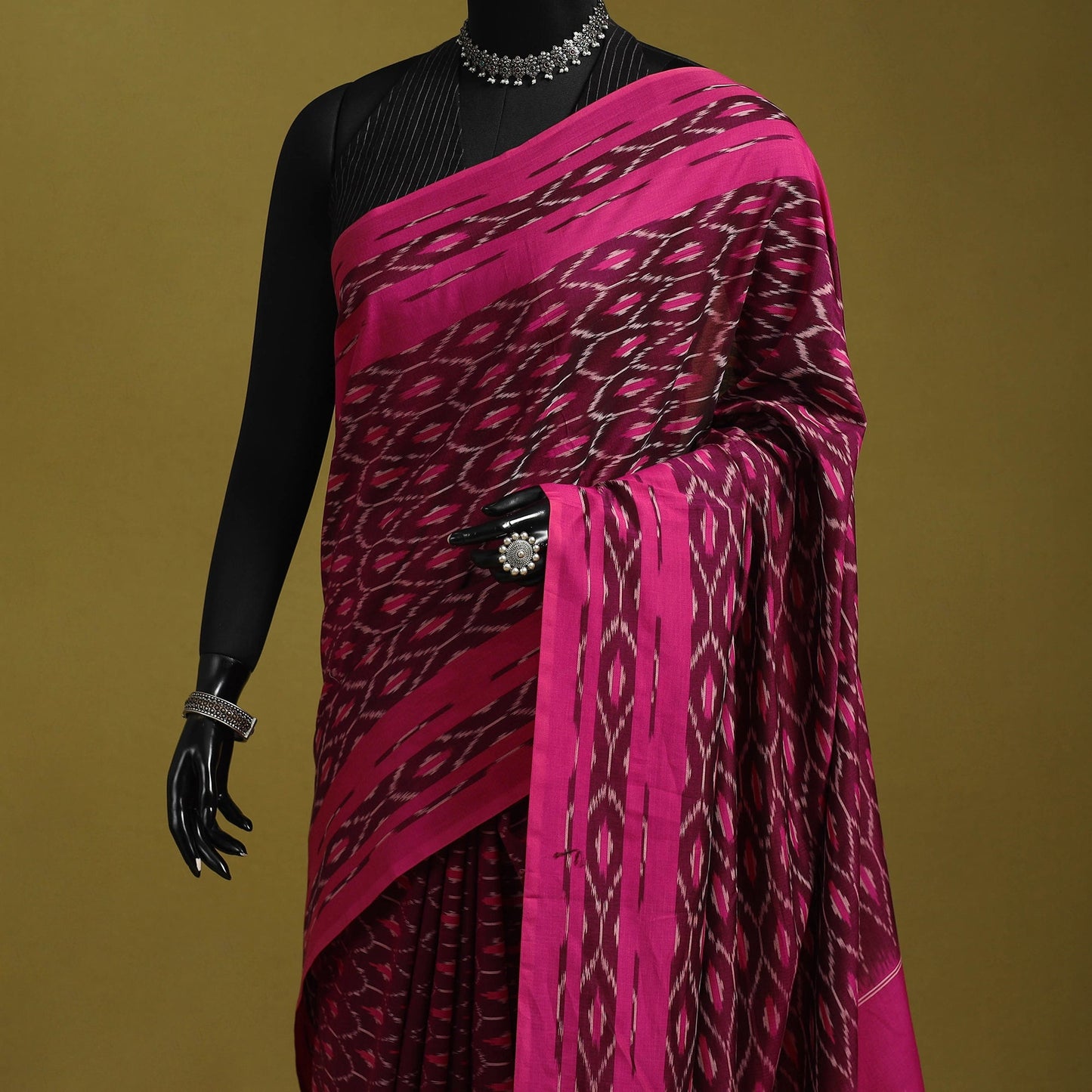Mercerised cotton handloom pochampally ikat saree 48