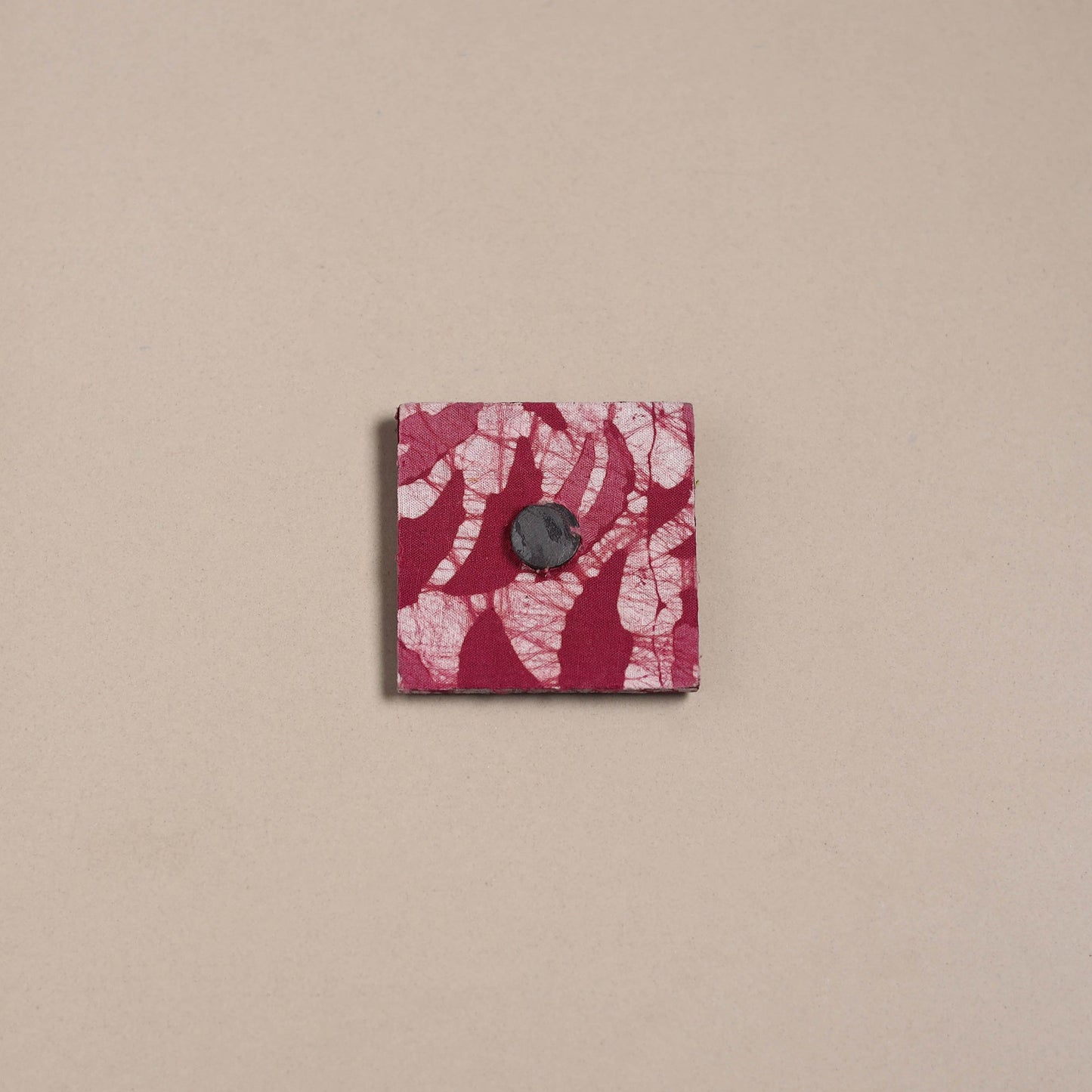 Pink - mirror work handmade fabart jute magnet 15