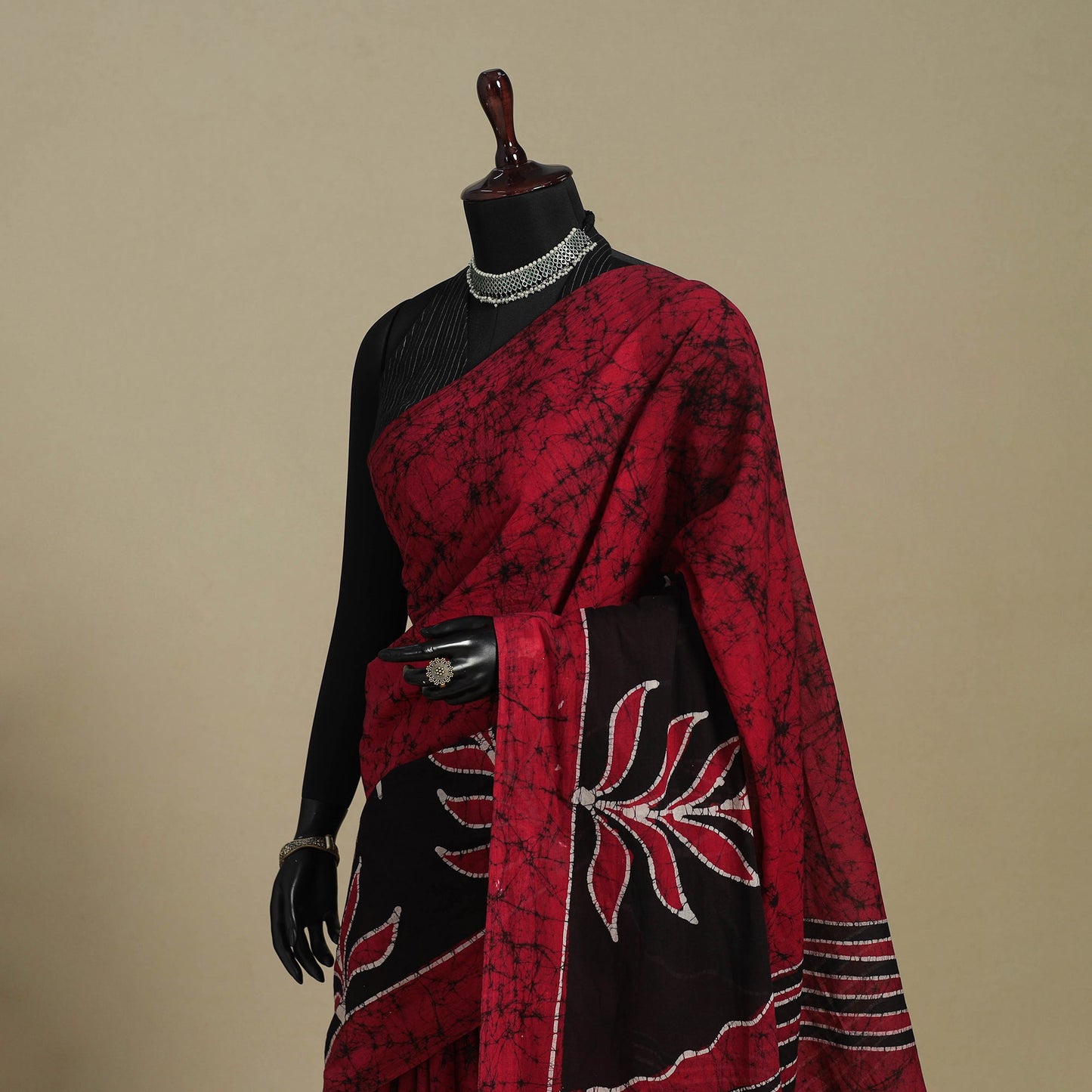 Pink - mul cotton hand batik saree 04 - handcrafted