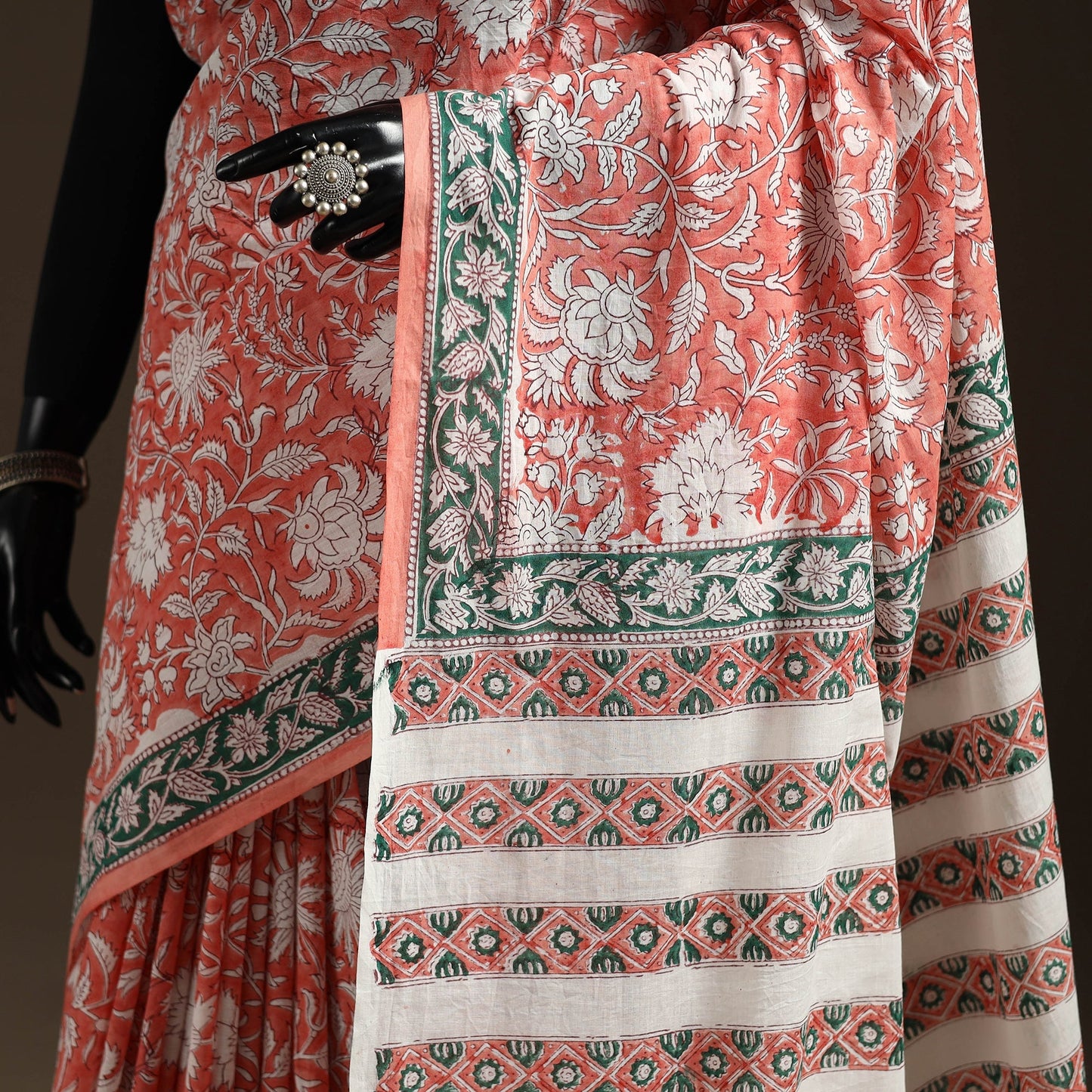 Mul cotton hand sanganeri saree 01 - handcrafted