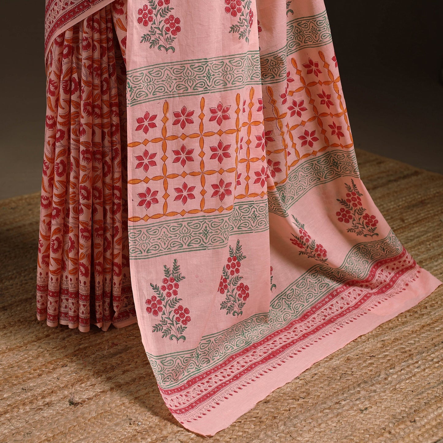 Mul cotton hand sanganeri saree 07 - handcrafted