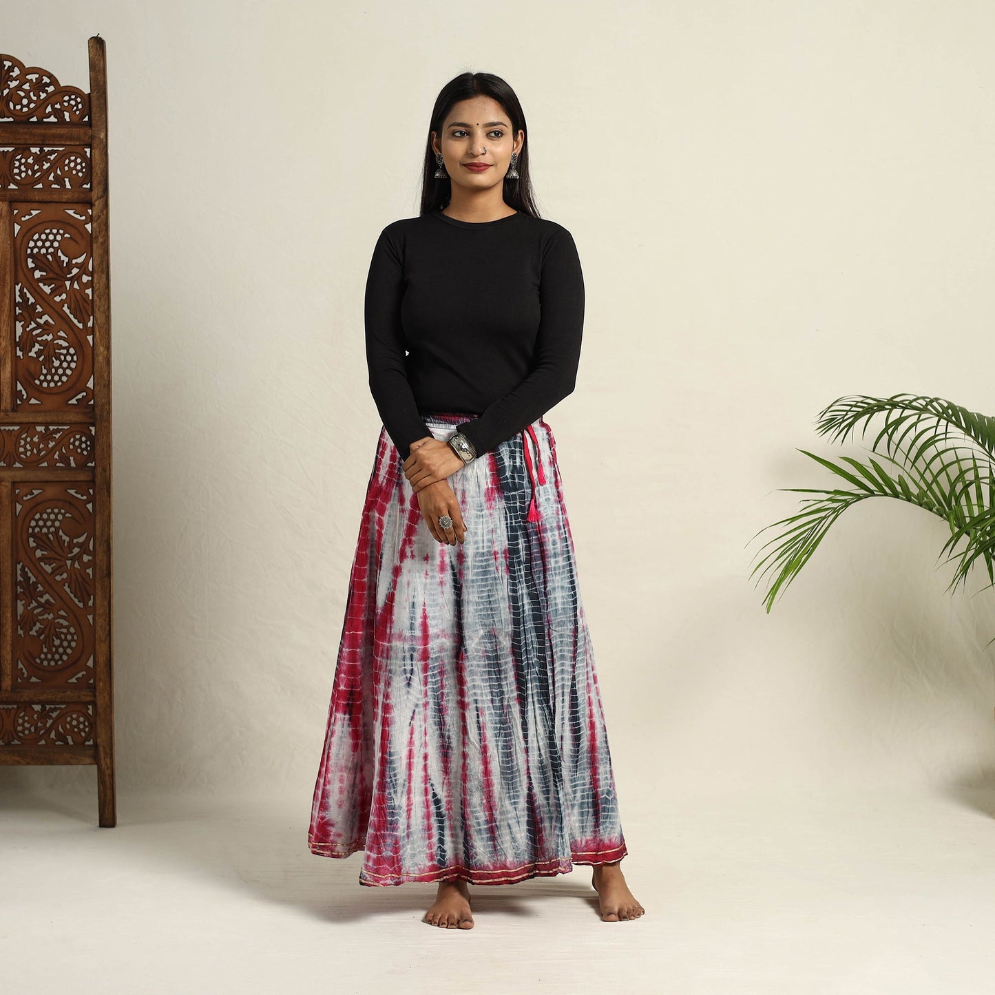 Buy Multicolor Cotton Long Shibori Tie-Dye Skirt