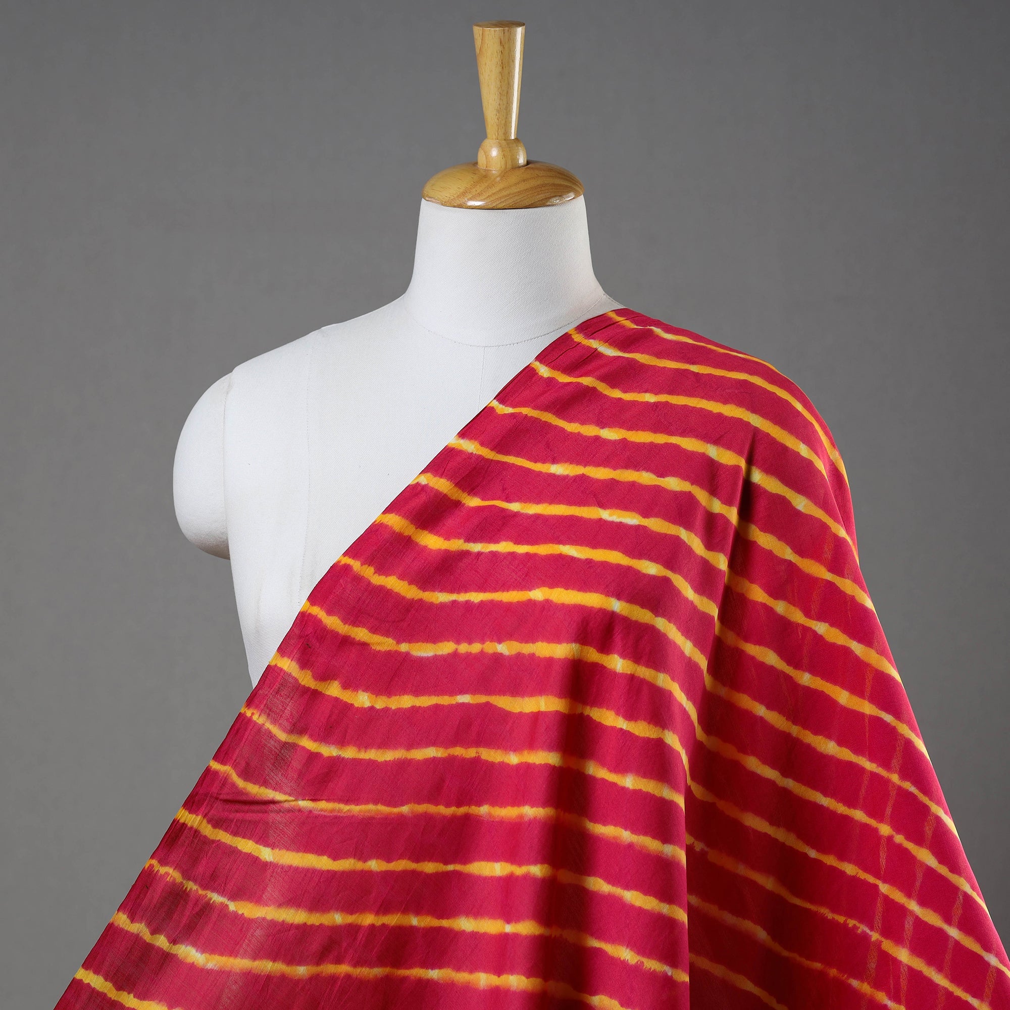 Pink - Handloom Chanderi Silk Mothra Tie-Dye Leheriya Fabric 06 main image 1