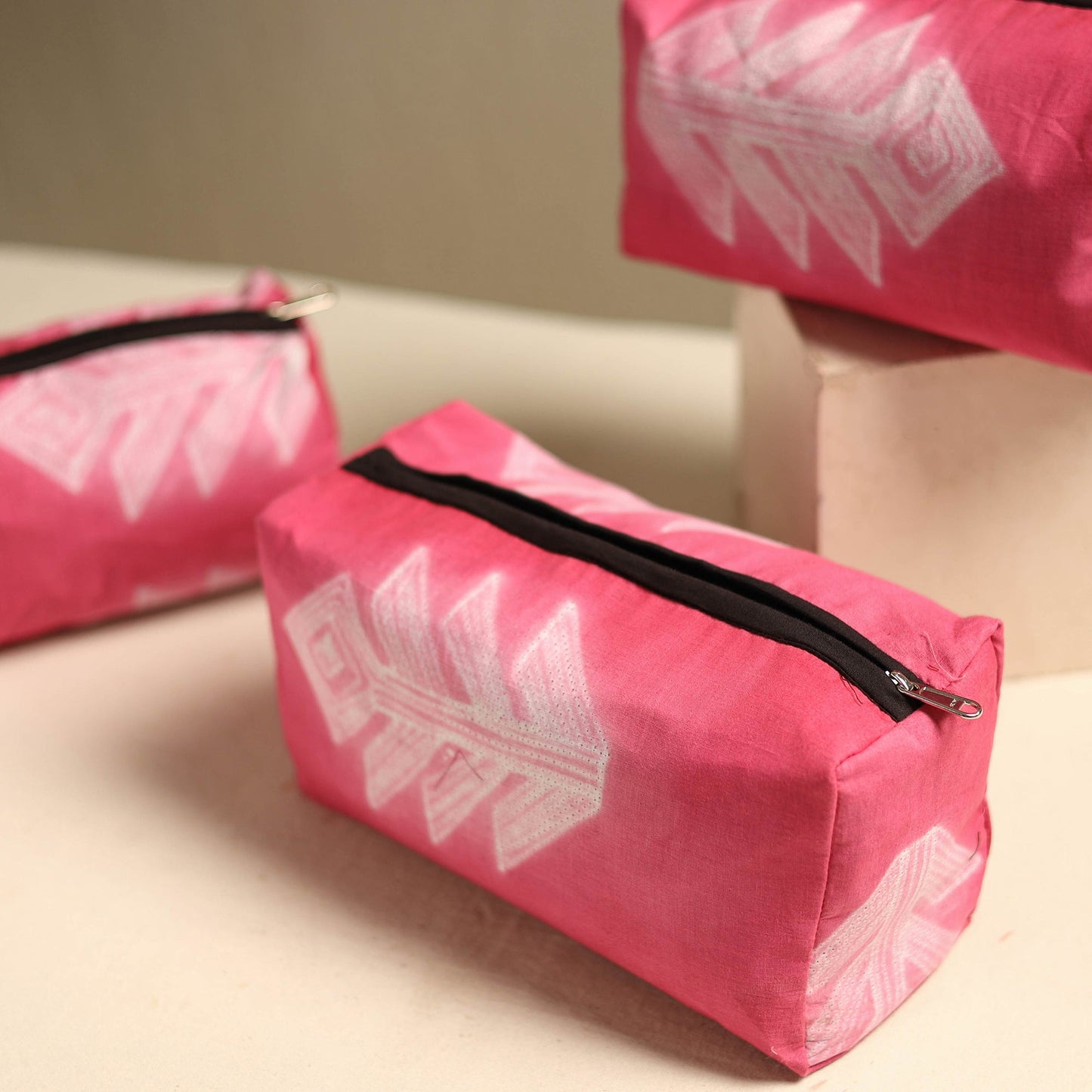 Pink Multipurpose Handmade Toiletry Bags (Set of 3)