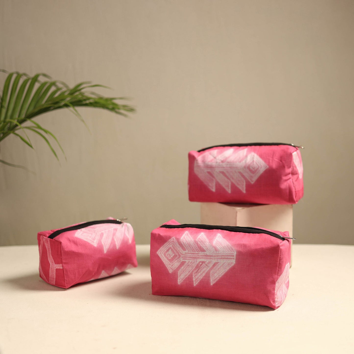 Pink Multipurpose Handmade Toiletry Bags (Set of 3)