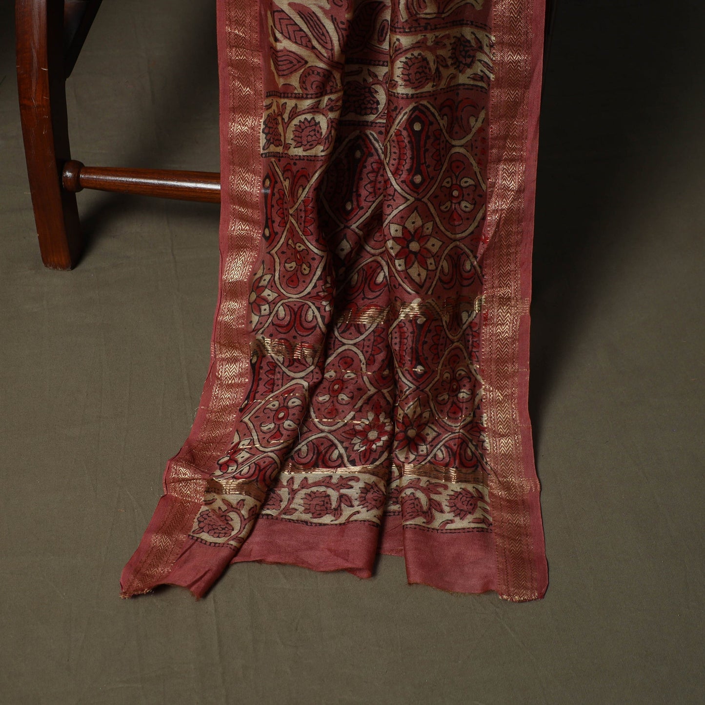 Natural dyed block print maheshwari silk vanaspati bagru