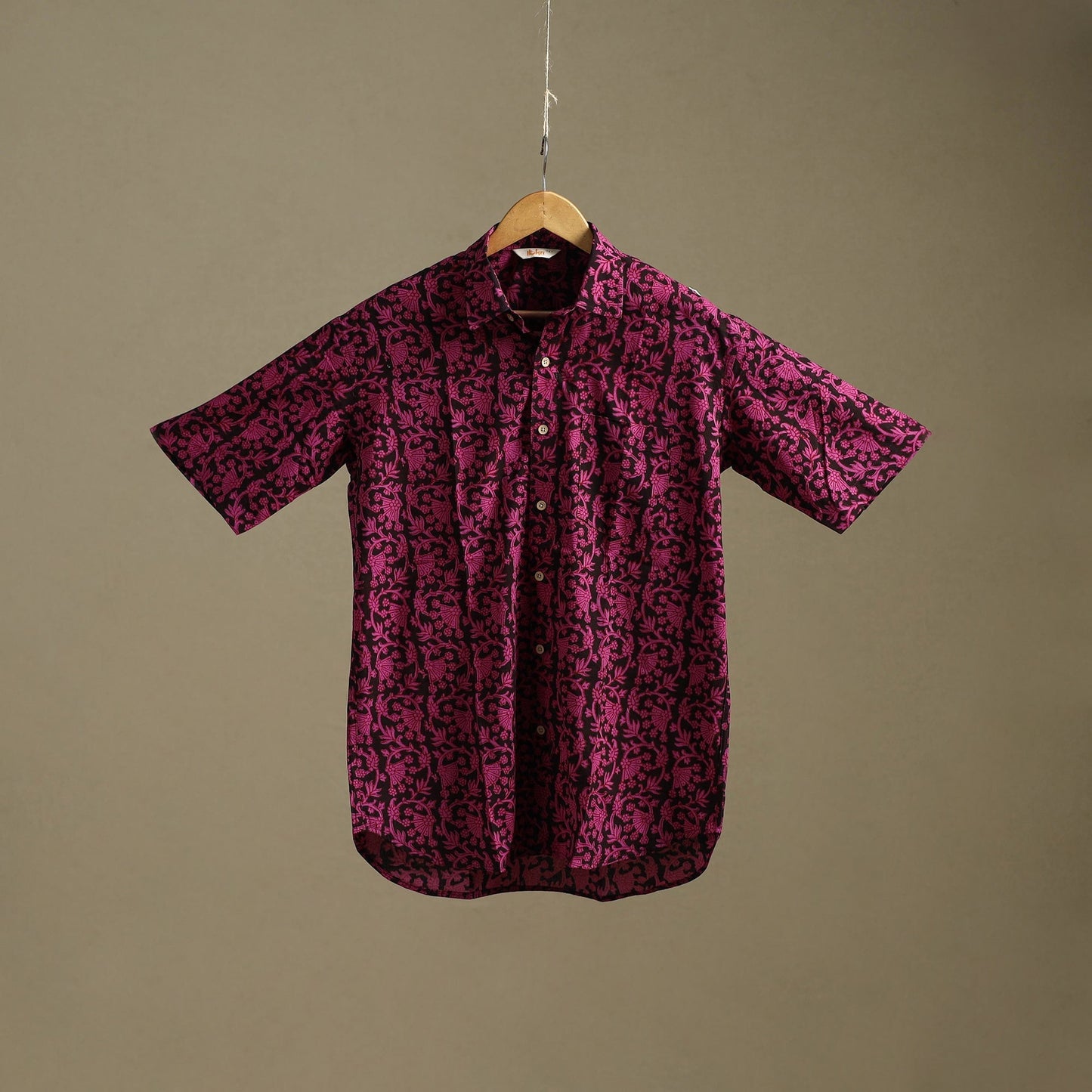 Natural dyed cotton men half sleeve hand bagh shirt 05