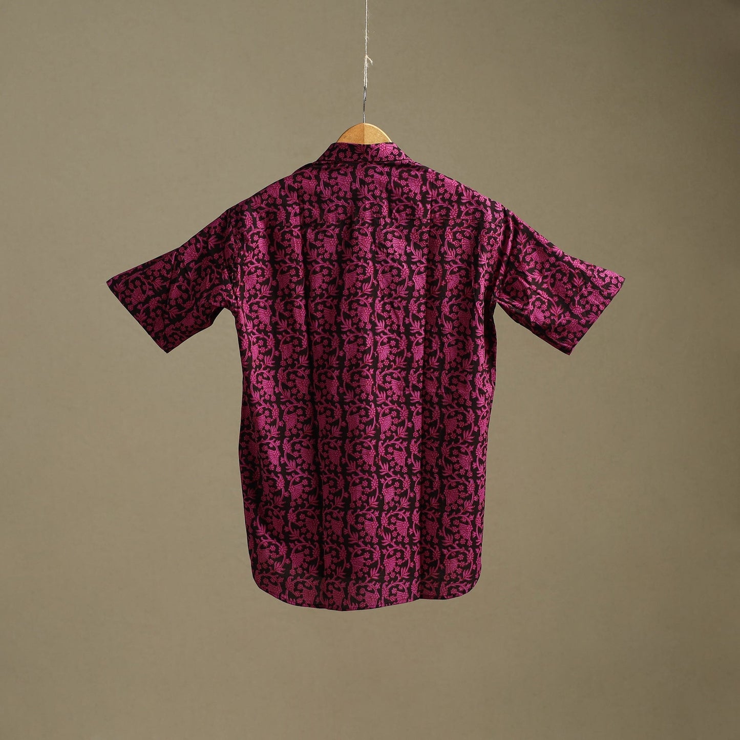 Natural dyed cotton men half sleeve hand bagh shirt 05