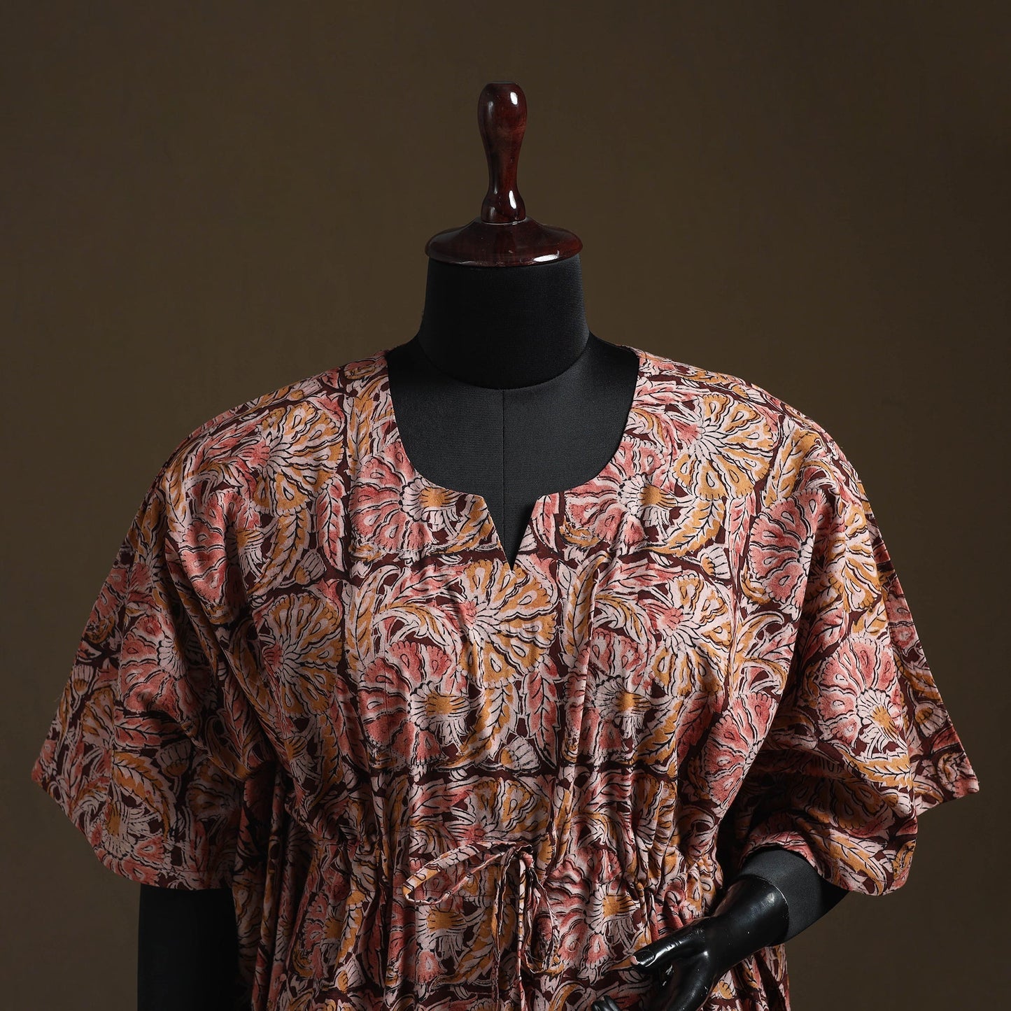Natural dyed hand block kalamkari print cotton kaftan