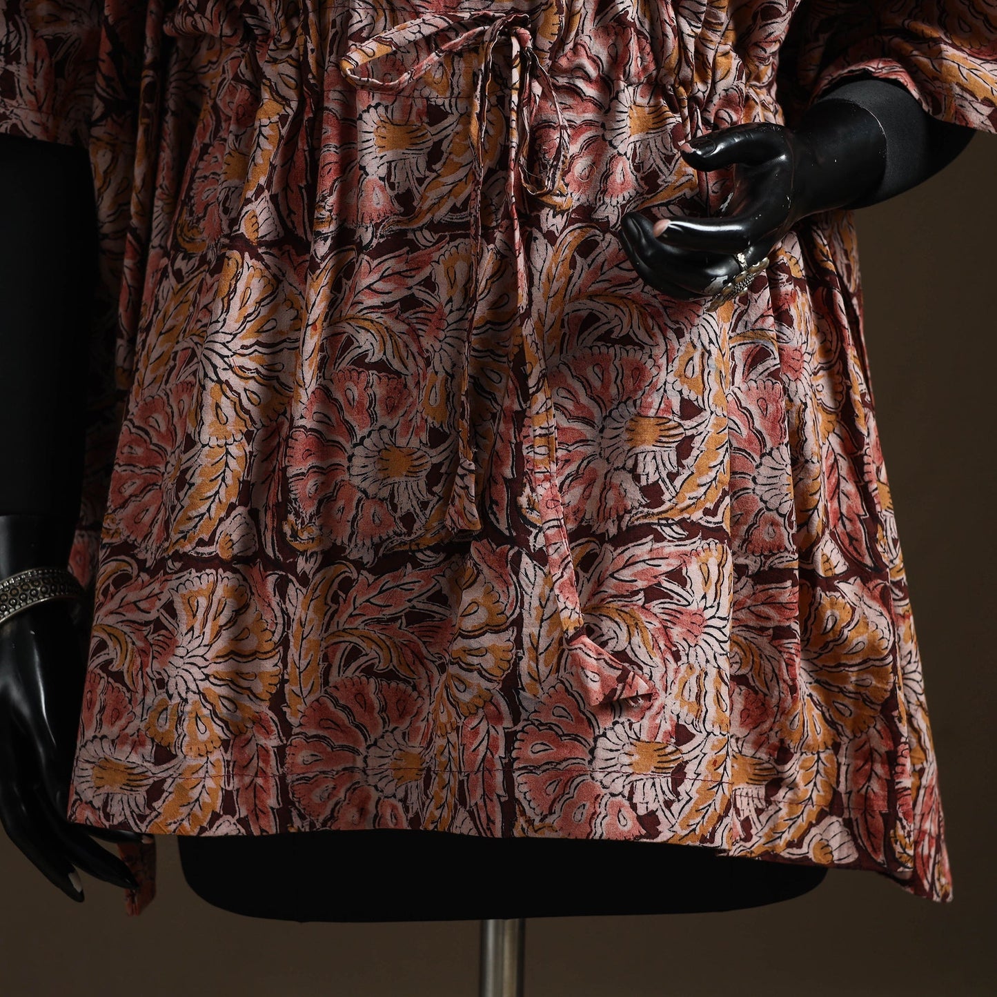 Natural dyed hand block kalamkari print cotton kaftan