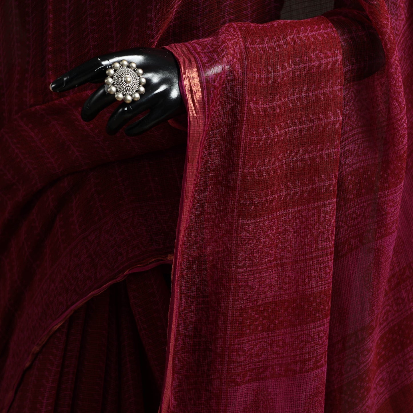 Natural dyed kota doria cotton hand block bagh print saree