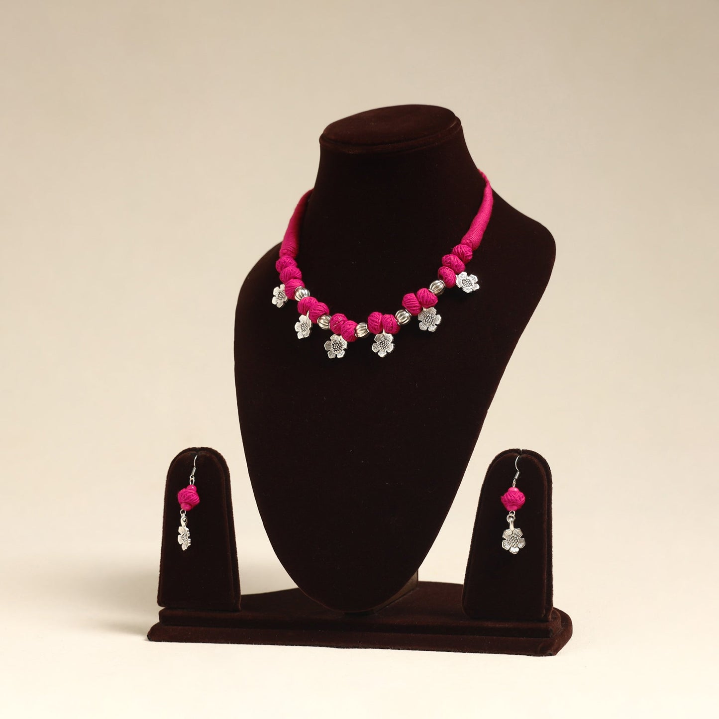 Pink - navratri special! German silver thread beads