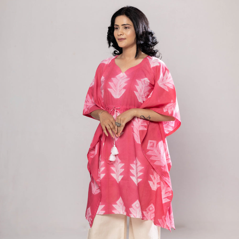 Shibori Tie-Dye Cotton Kaftan Dress