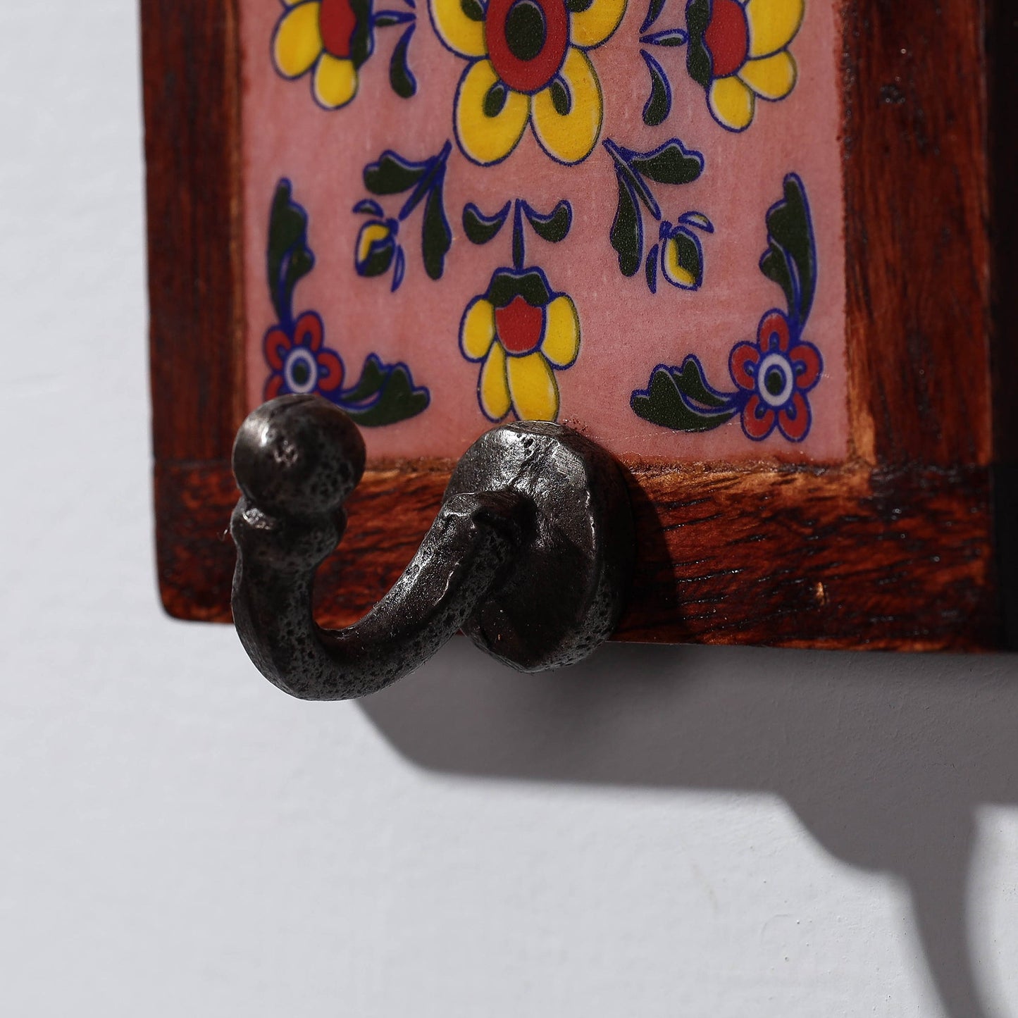 Original Blue Pottery Ceramic Tile Wall Hook Hanger (1 Peg)