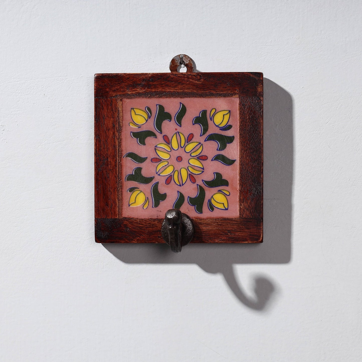 Original Blue Pottery Ceramic Tile Wall Hook Hanger (1 Peg)