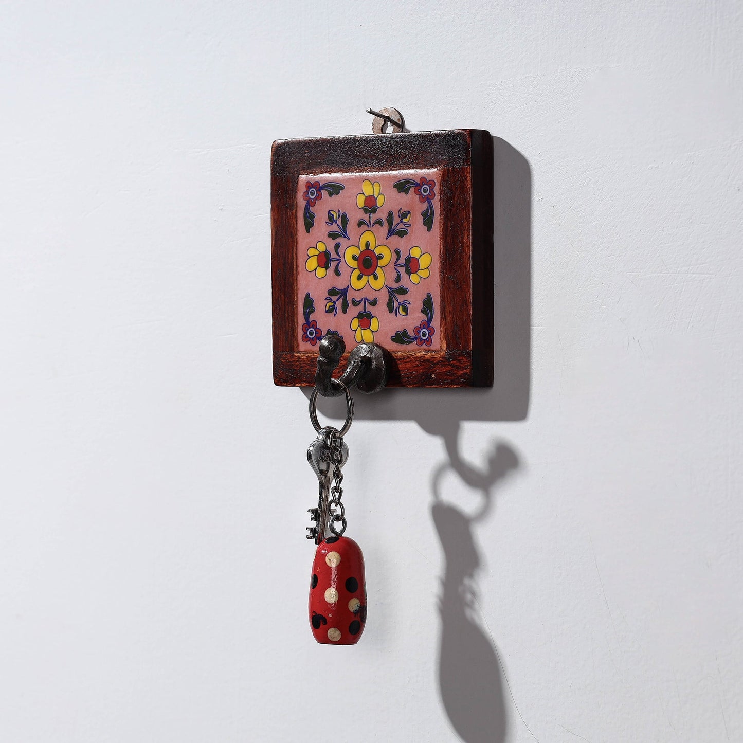 Original Blue Pottery Ceramic Tile Wall Hook Hanger (1 Peg)