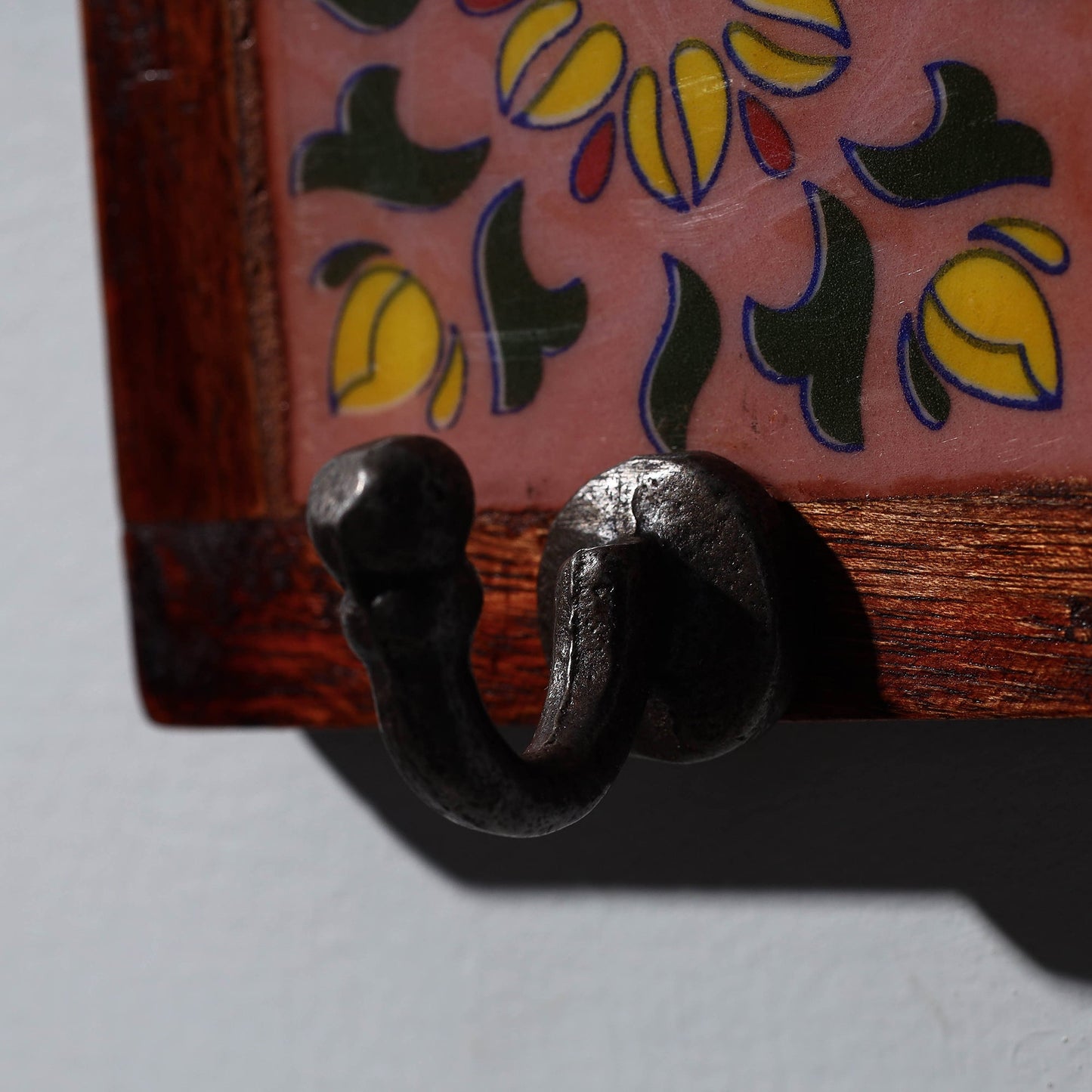 Original Blue Pottery Ceramic Tile Wall Hook Hanger (1 Peg)