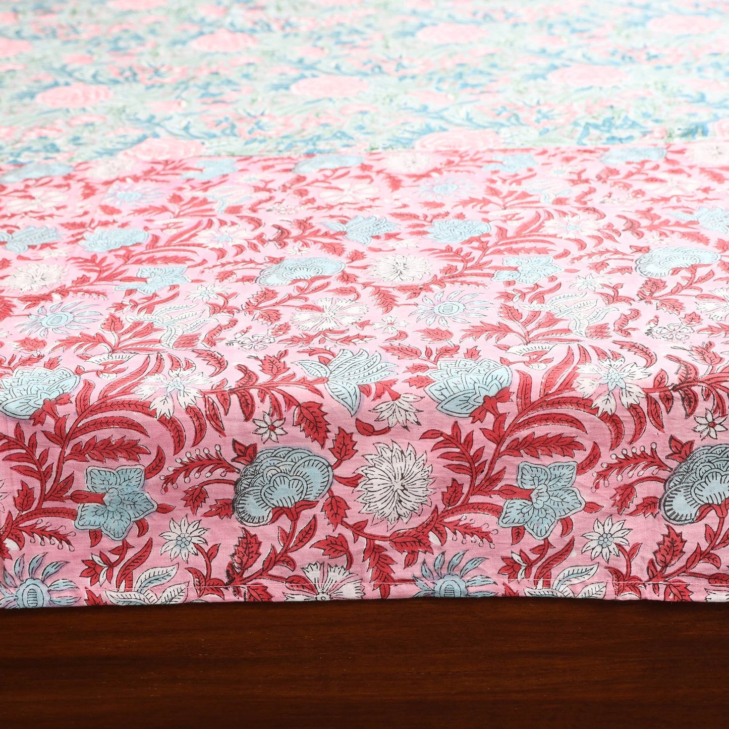 Patchwork hand double sanganeri bedsheet set (108 x 90 in)