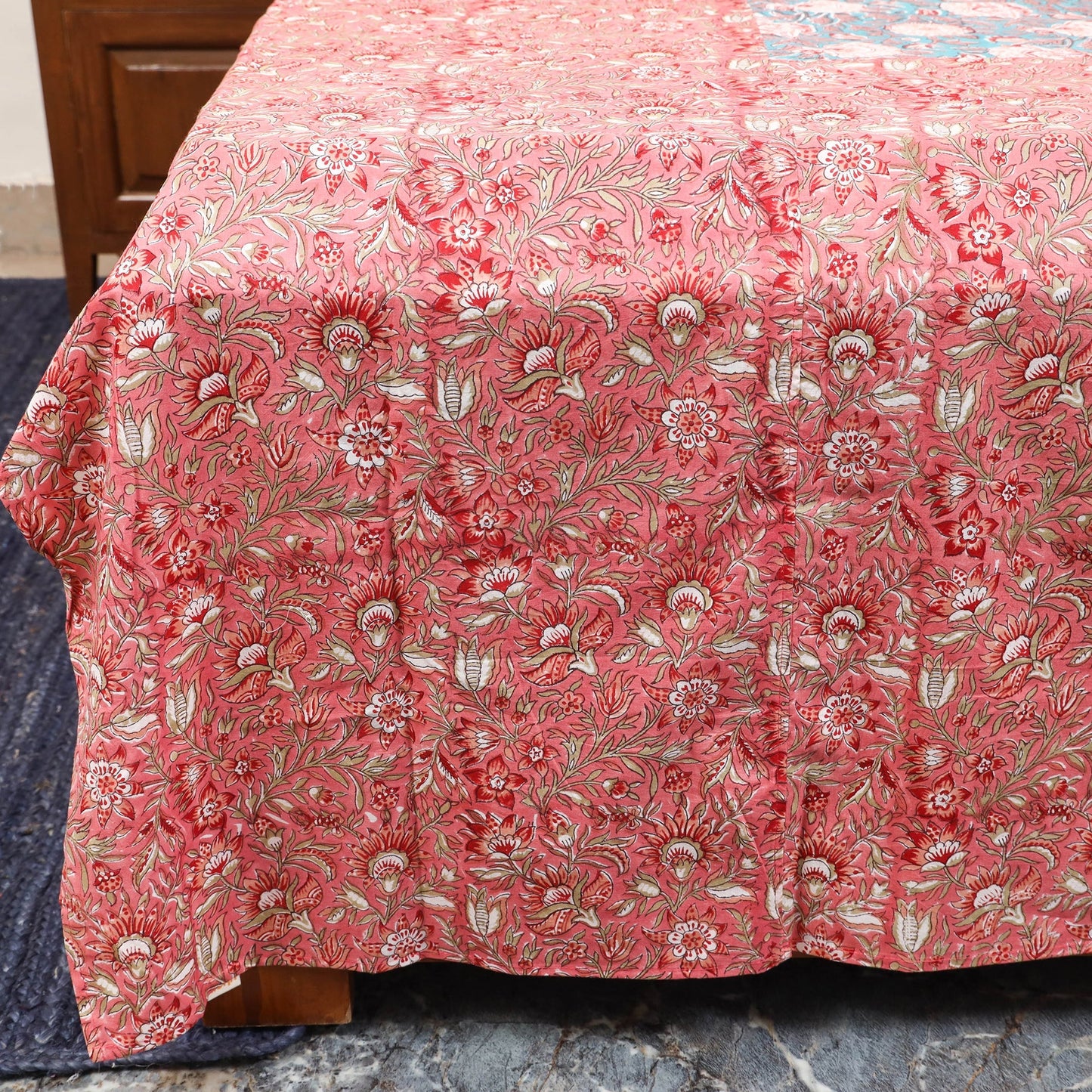 Patchwork hand double sanganeri bedsheet set (108 x 90 in)