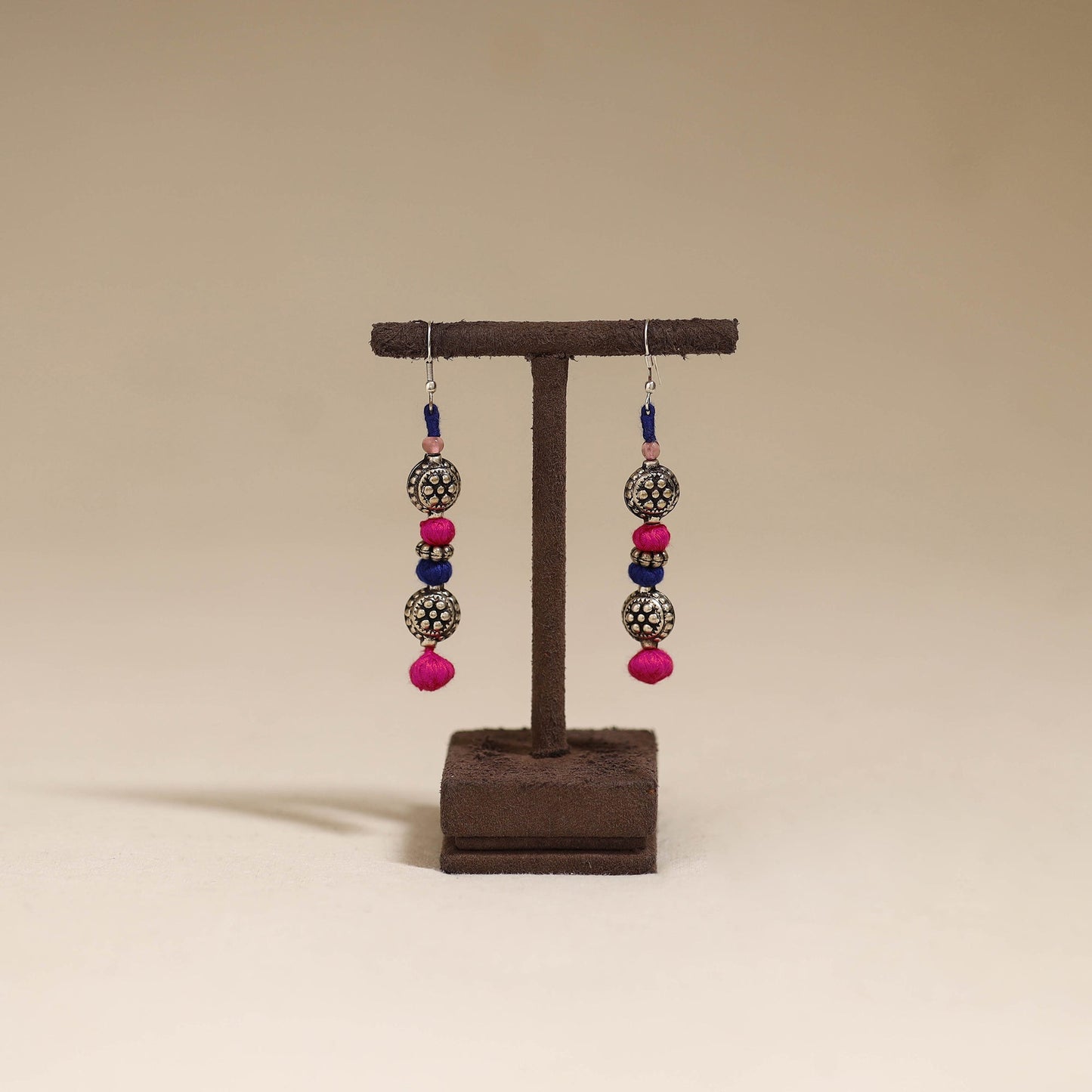 Pink - patwa thread beads earrings by kailash 56
