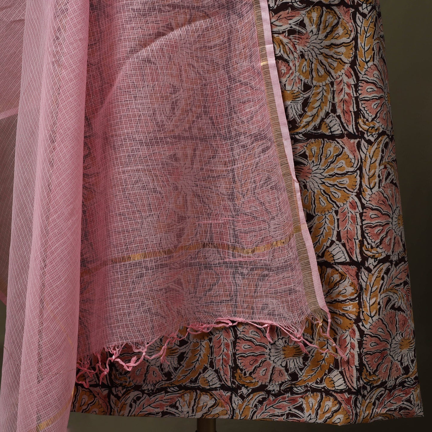 Pedana kalamkari hand block print natural dyed cotton 2pc