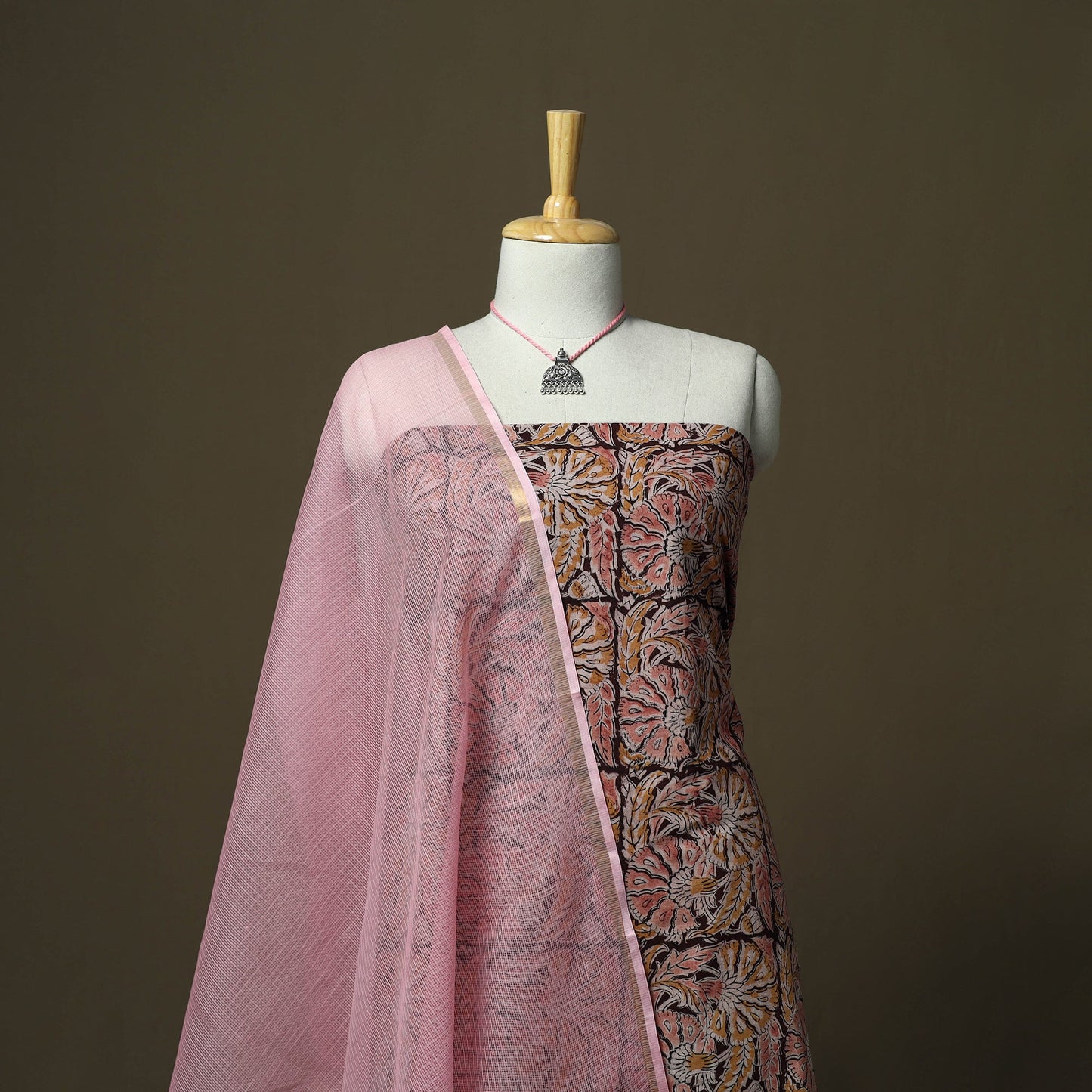 Pedana kalamkari hand block print natural dyed cotton 2pc