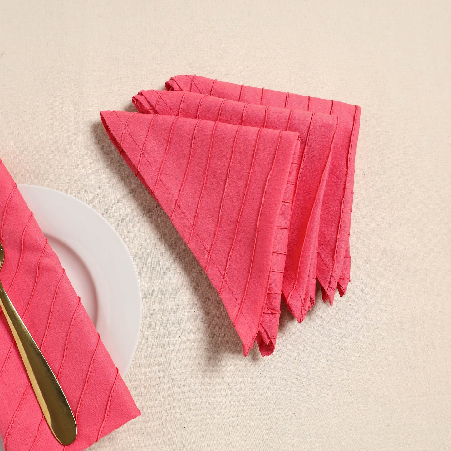 Pintuck plain table napkin (set of 4) 06 - handcrafted