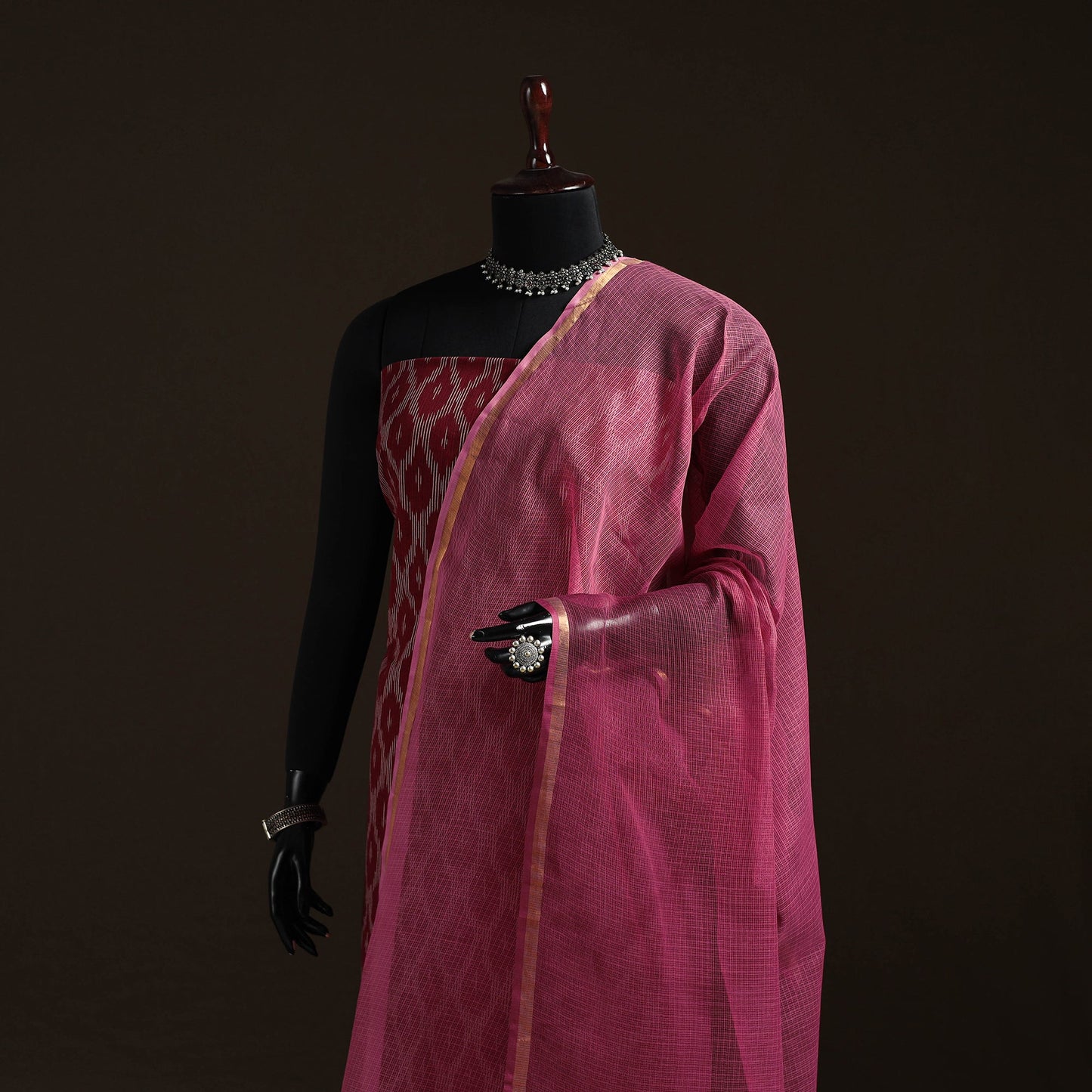 Plain cotton kota doria dupatta 13 - handcrafted
