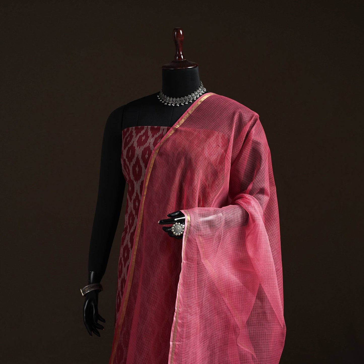 Plain cotton kota doria dupatta 15 - handcrafted