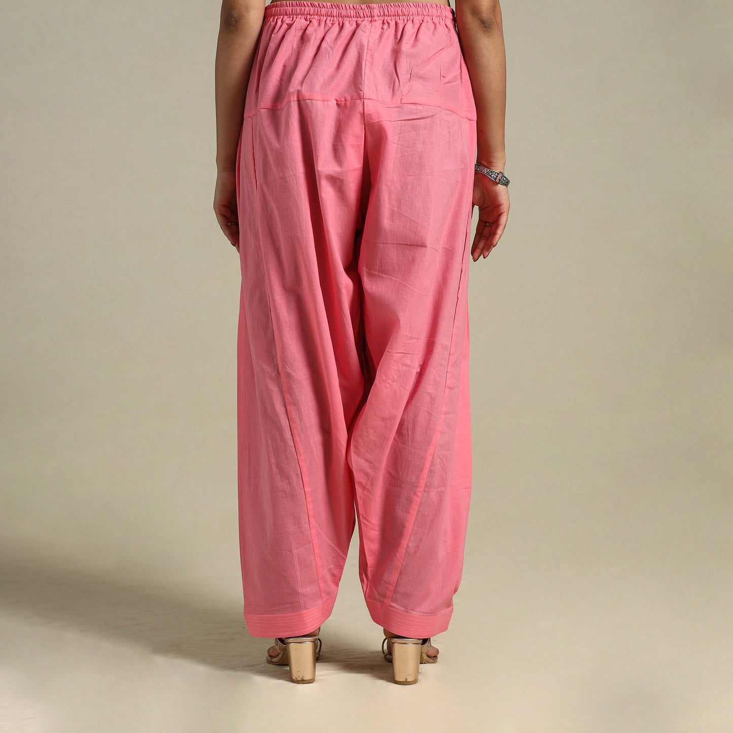 Pink Plain Cotton Women Salwar