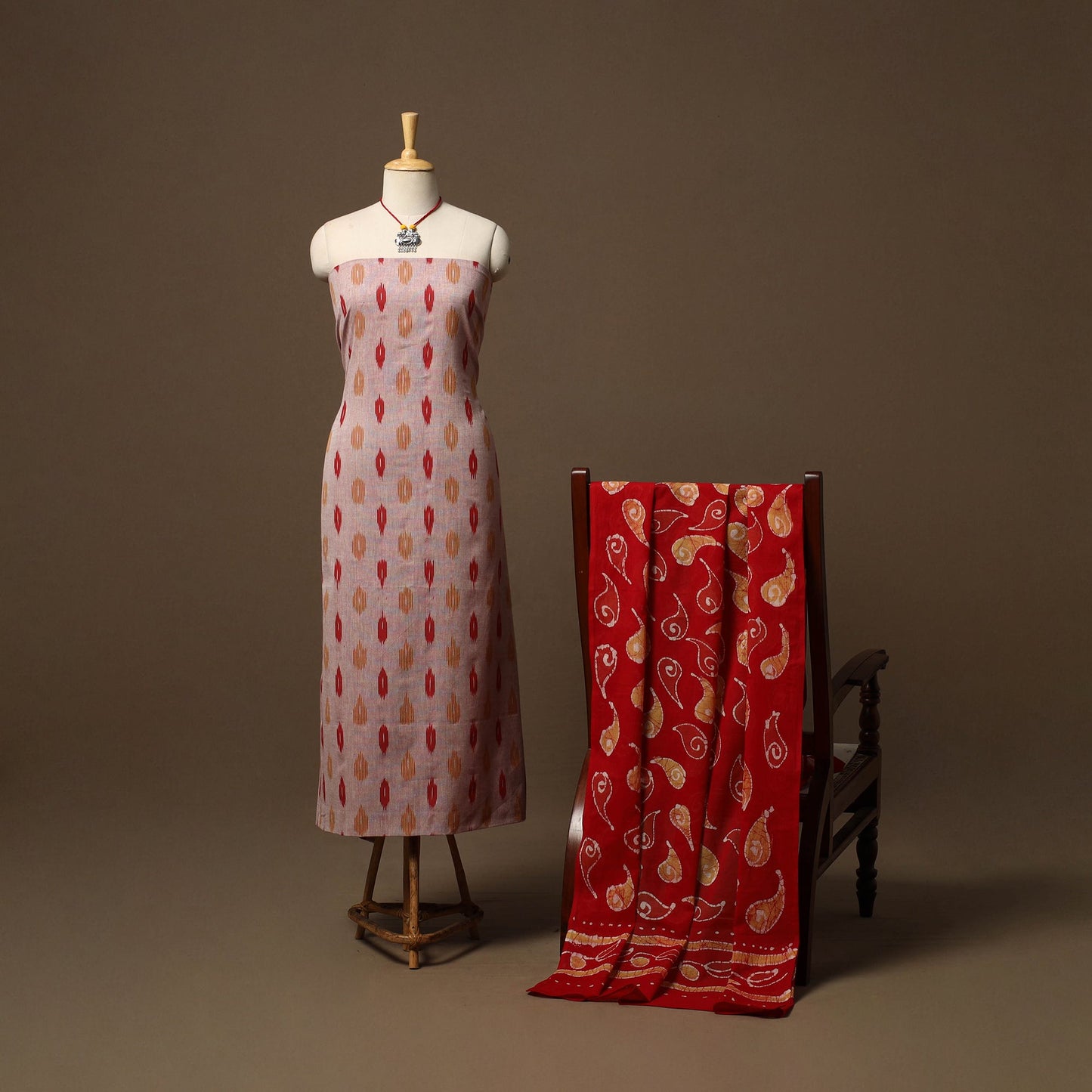 Pochampally ikat cotton 2pc unstitched dress material