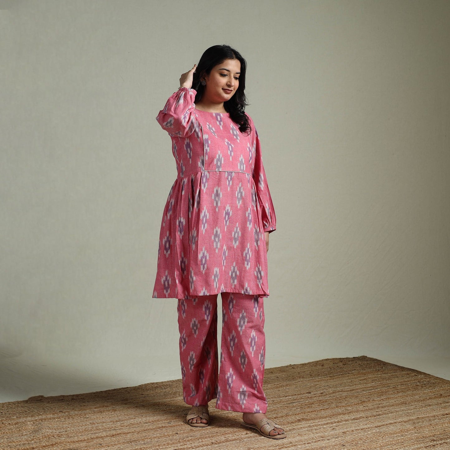Pochampally ikat cotton co-ord set for women 02