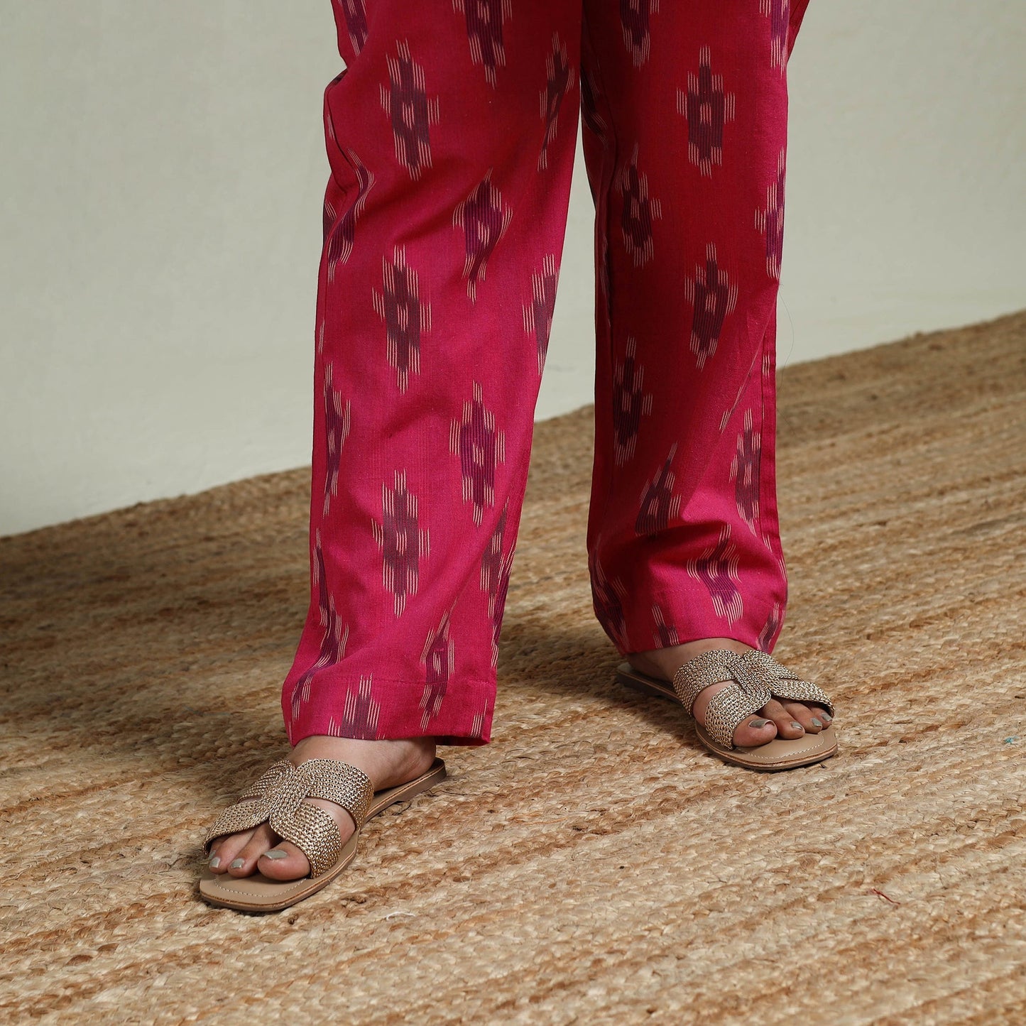 Pochampally ikat lace work cotton co-ord set for women 06