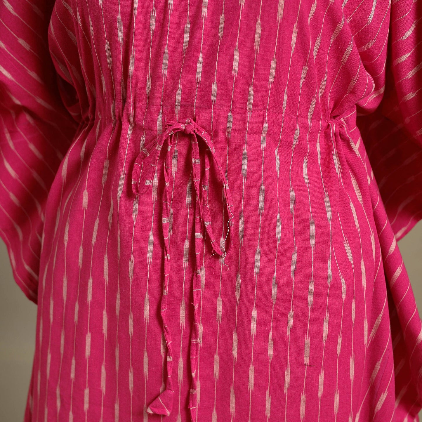 Pink Pochampally Ikat Weave Cotton Kaftan (Medium)