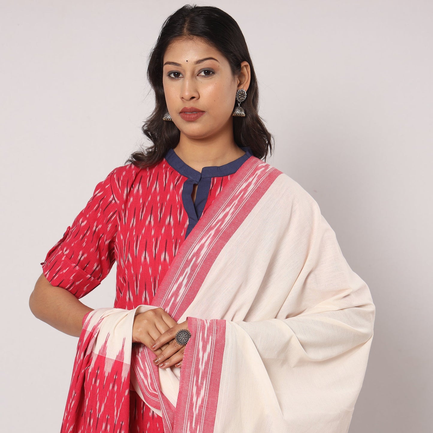 Pochampally Ikat Kurta with Palazzo & Dupatta Set