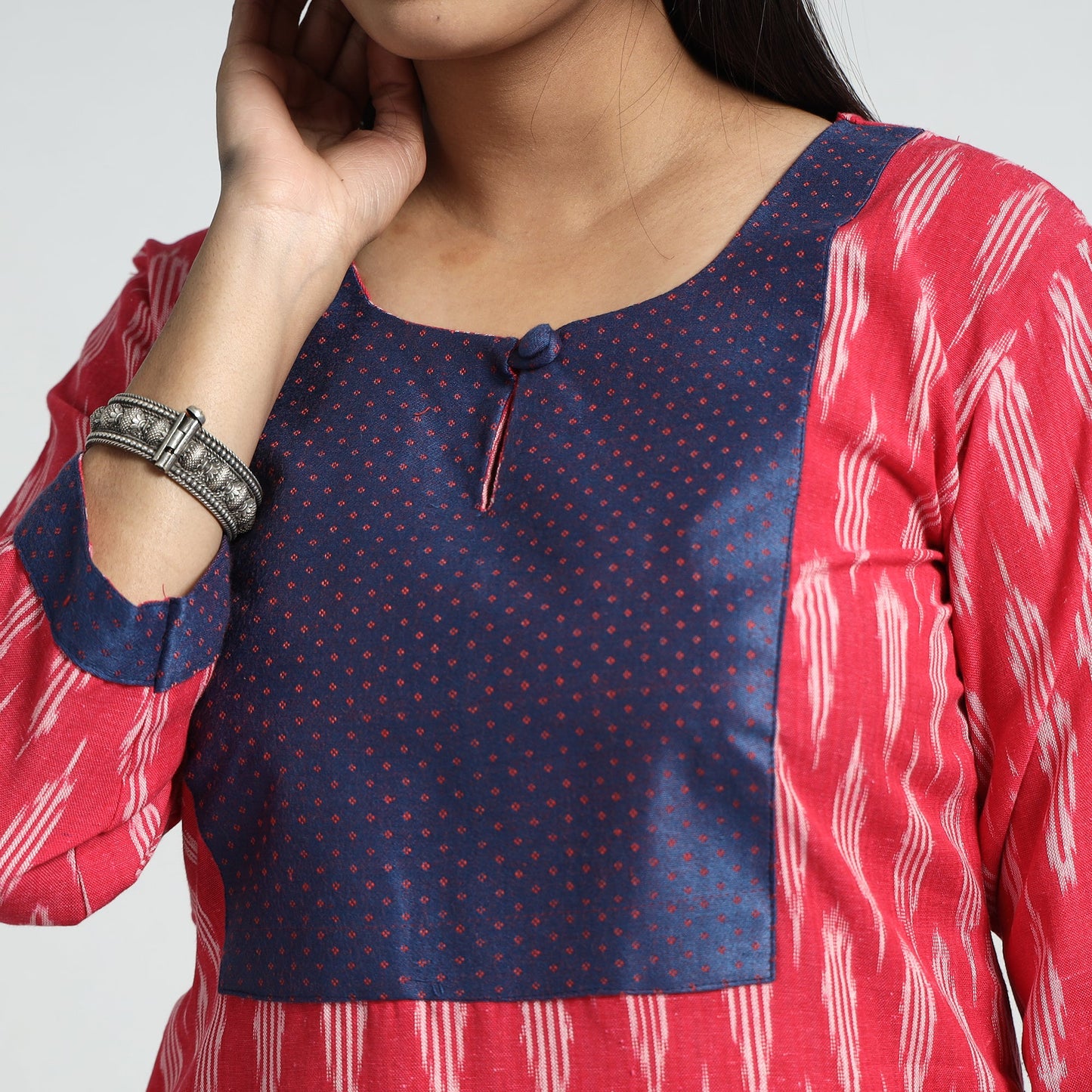 Pochampally Ikat Kurta with Palazzo & Dupatta Set