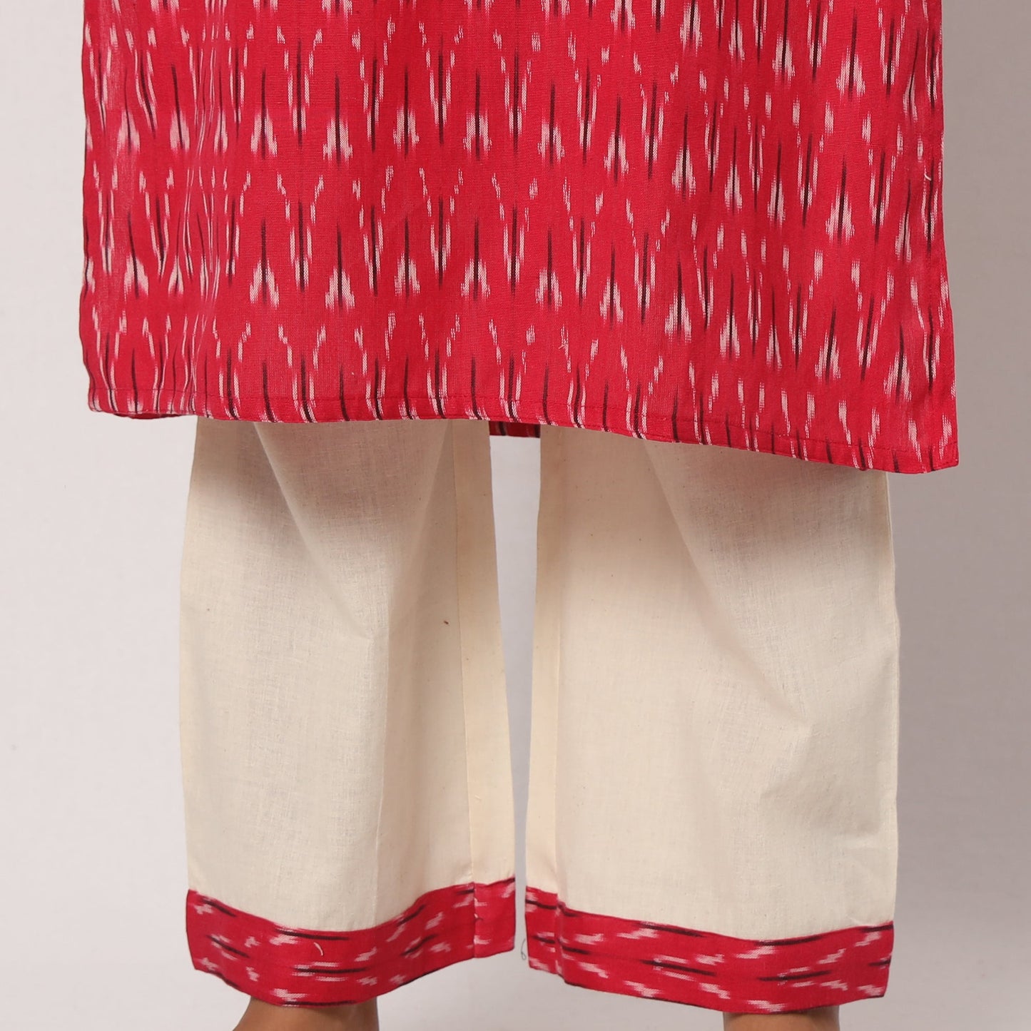 Pochampally Ikat Kurta with Palazzo & Dupatta Set