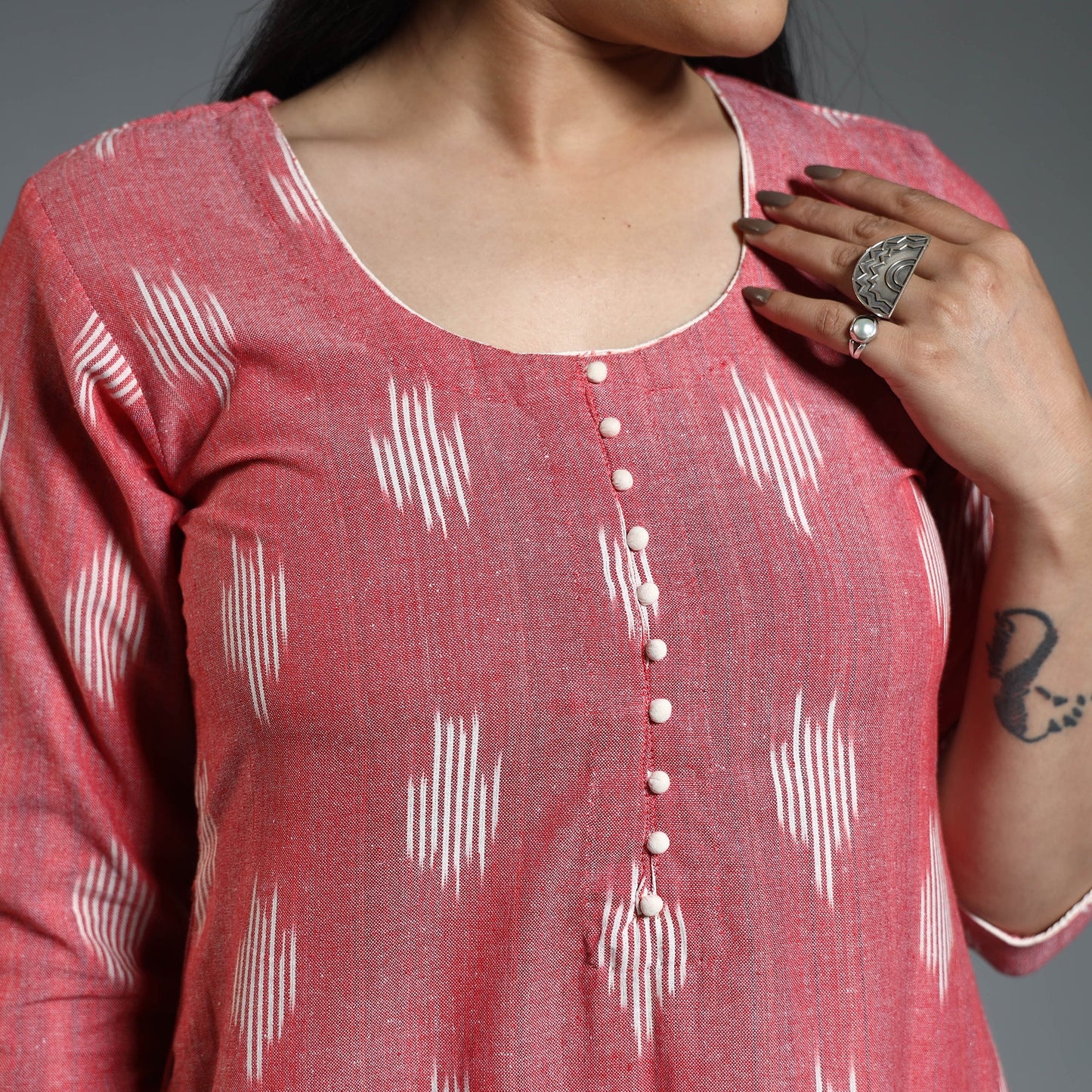 Buy Pochampally Ikat Weave Cotton Long Kurta Online at iTokri.com